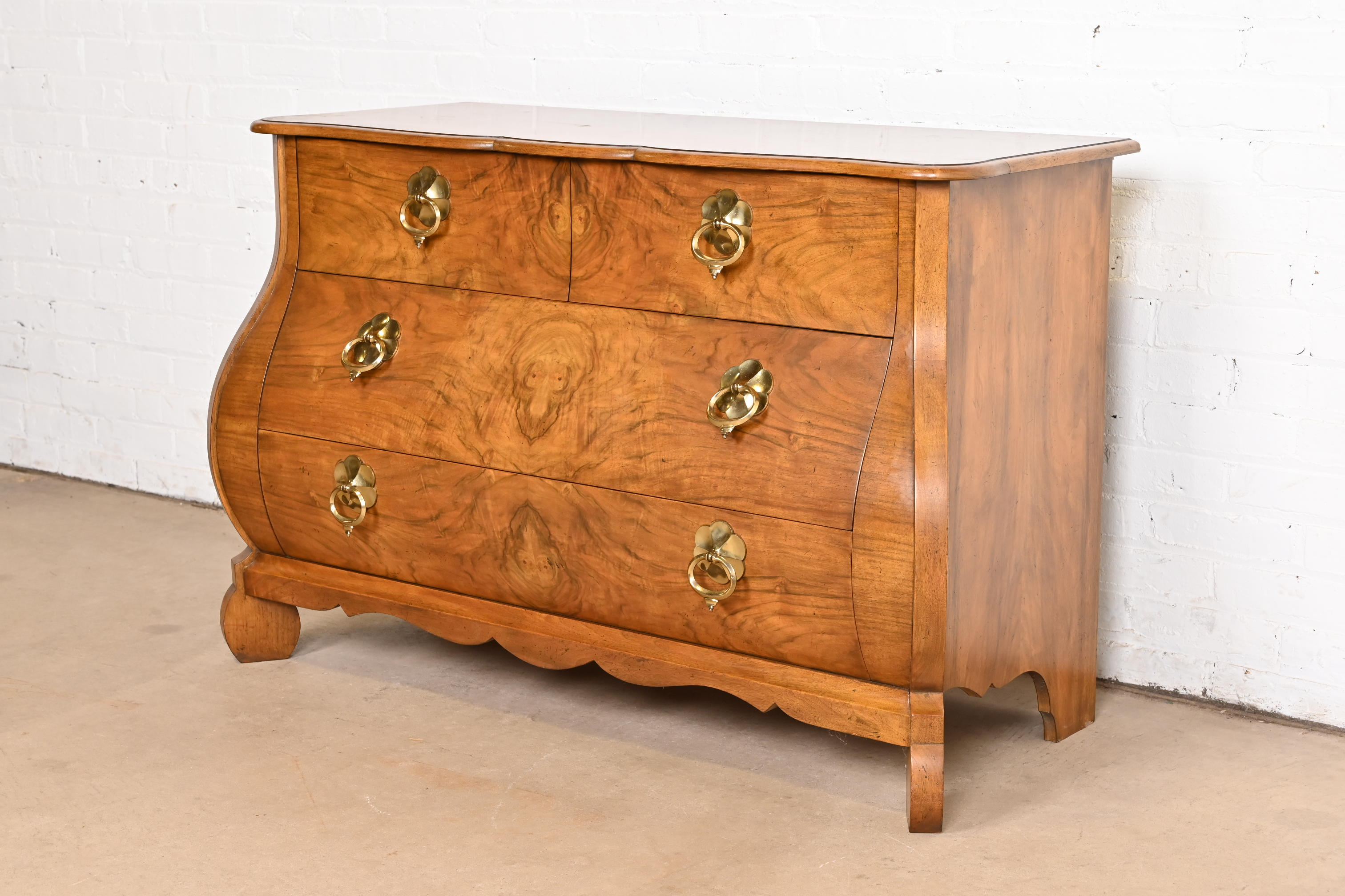 Baker Furniture Louis XV Burled Walnut Bombay Chest or Commode - Image 3