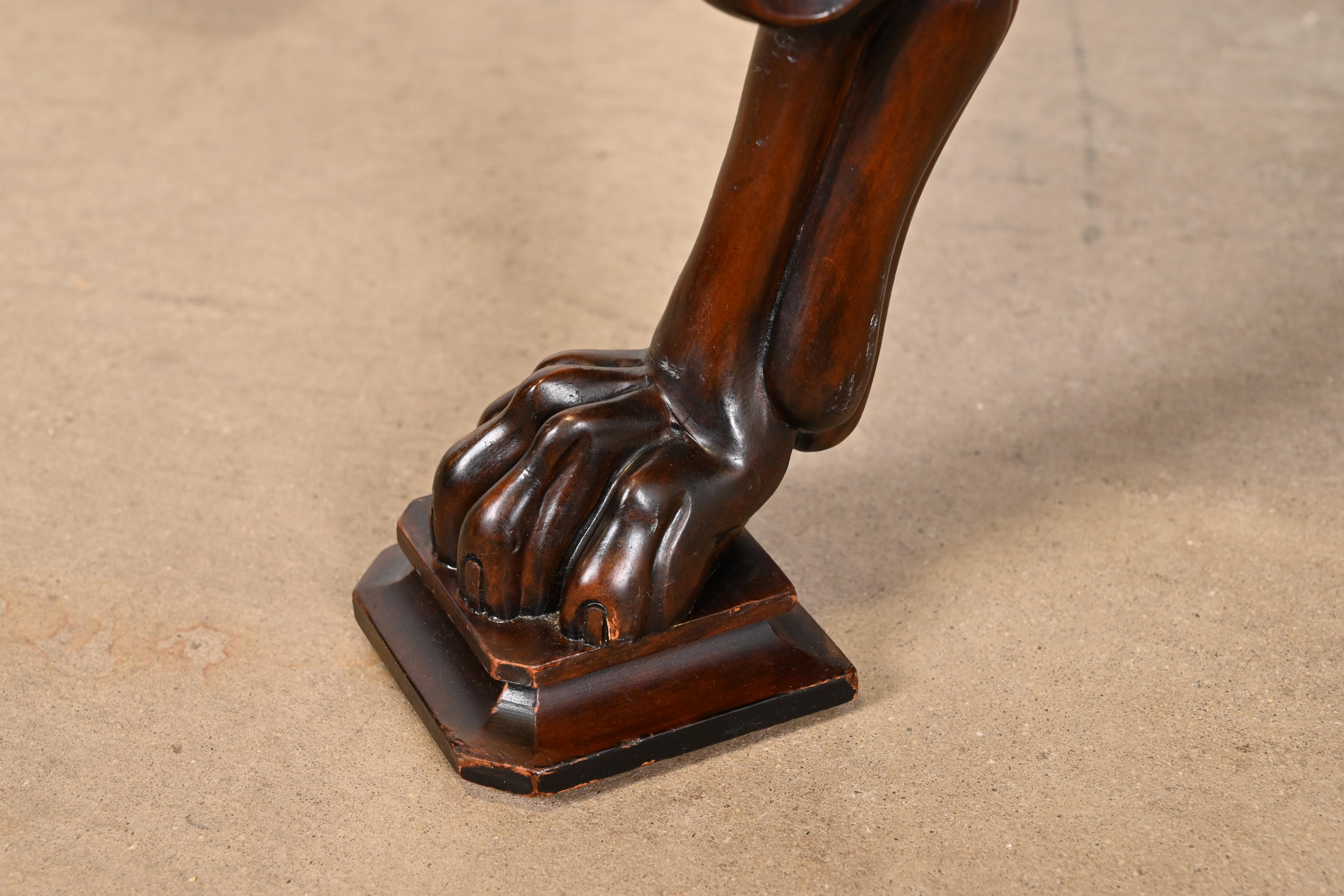 Baker Furniture Neoclassical Cocktail Table With Burl Wood Greek Key Top and Carved Mahogany Lion Legs - Image 7