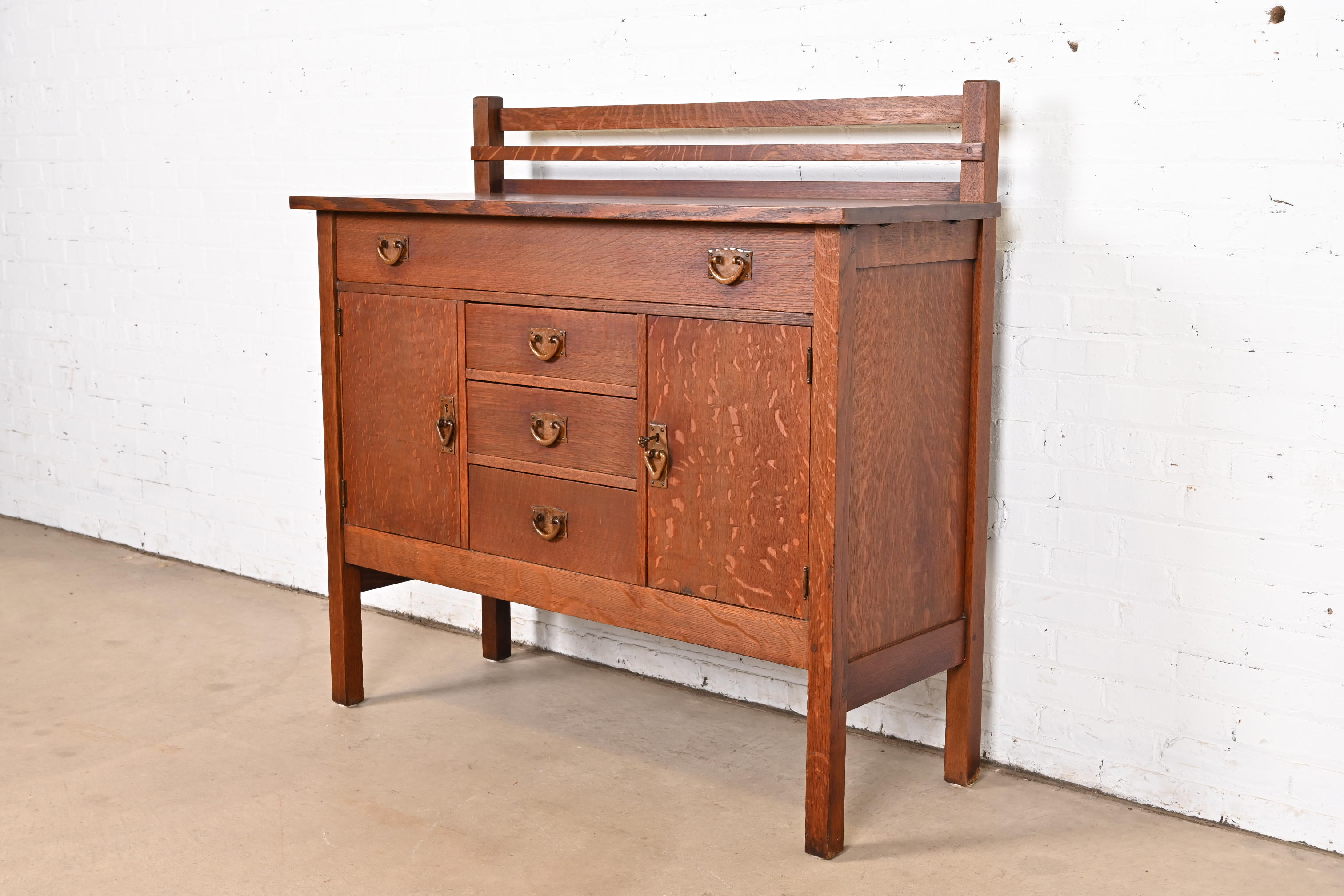 Gustav Stickley Mission Oak Arts & Crafts Sideboard, Circa 1900