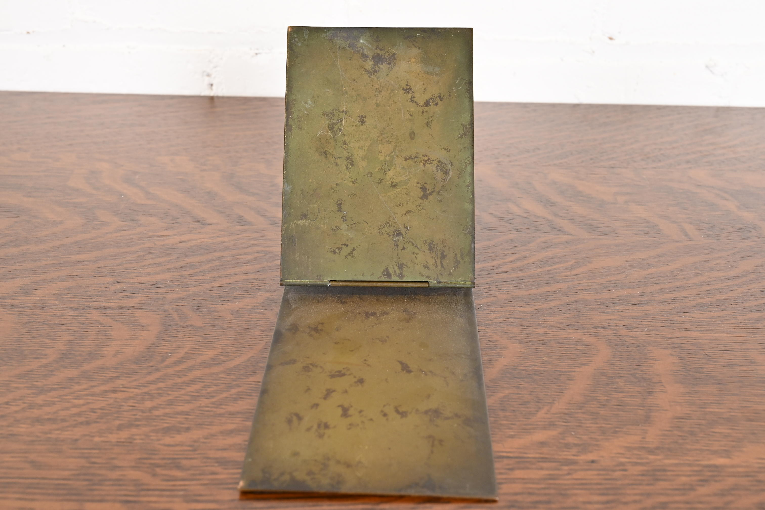 Heintz Arts & Crafts Sterling Silver on Bronze Notepad Holder With Pen Rest - Image 7