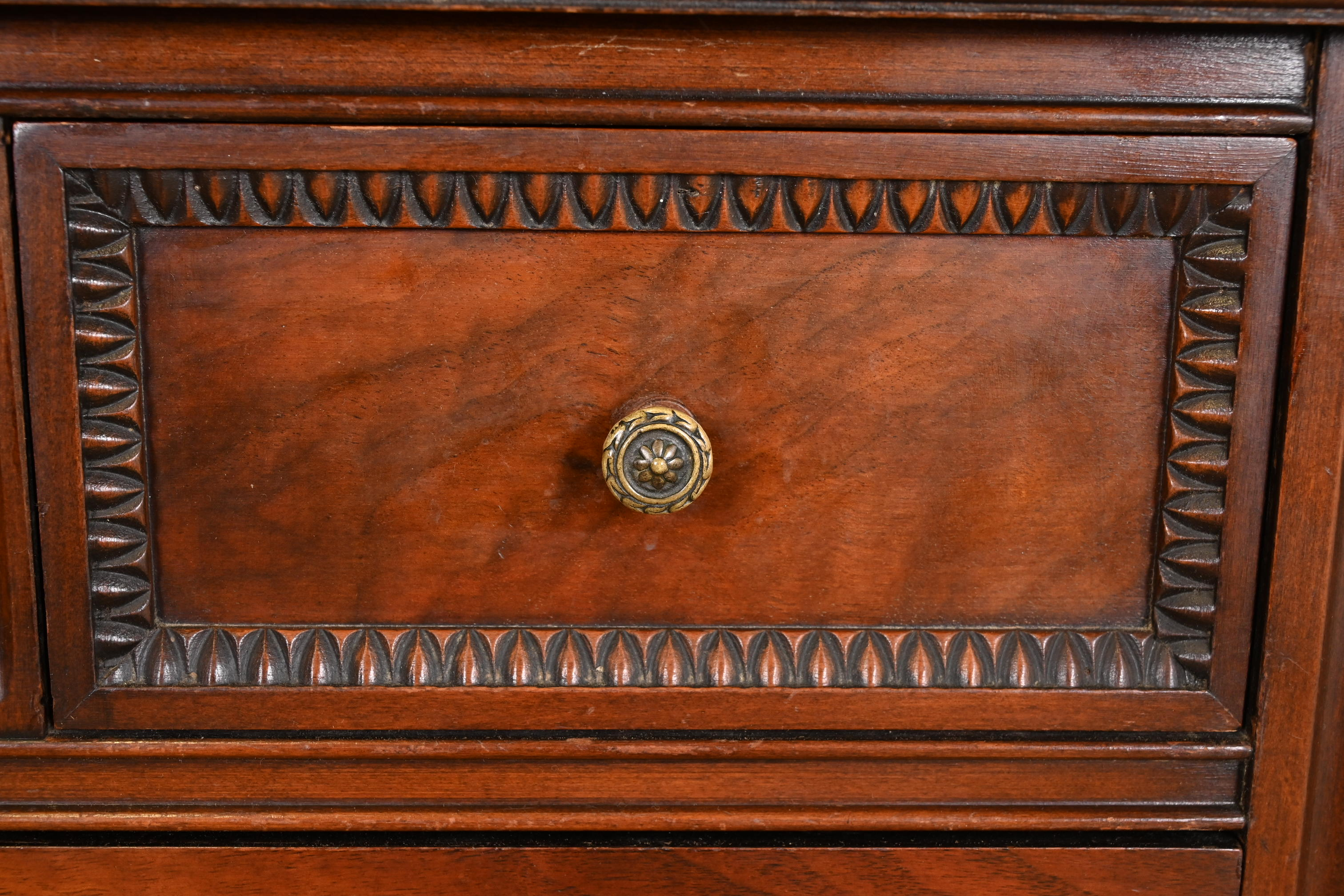 Landstrom French Regency Louis XVI Carved Burled Walnut Highboy Dresser, Circa 1940s - Image 6