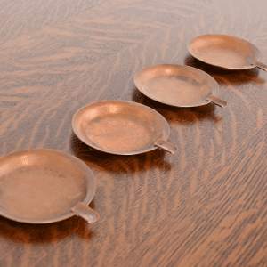 Roycroft Arts & Crafts Copper Ashtrays or Catchalls, Set of Four