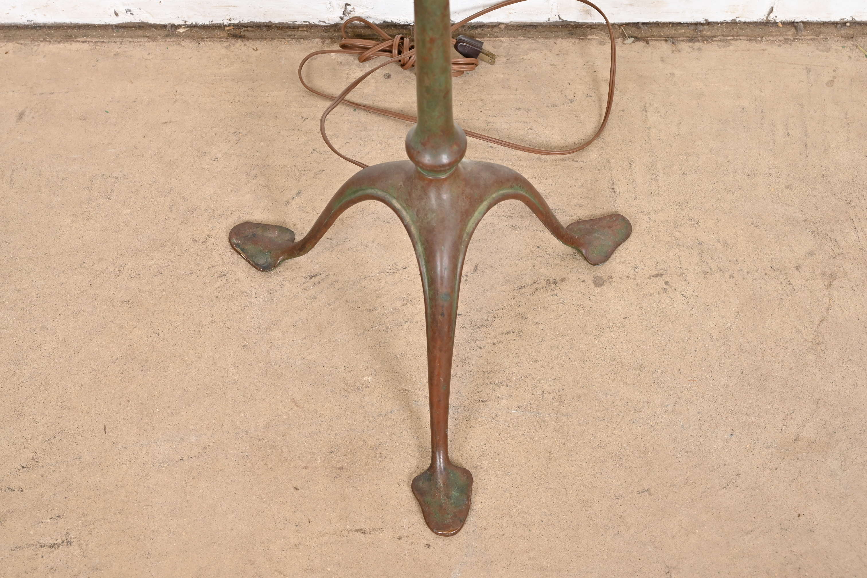 Tiffany Studios New York Bronze Harp Floor Lamp With Damascene Favrile Glass Shade - Image 10
