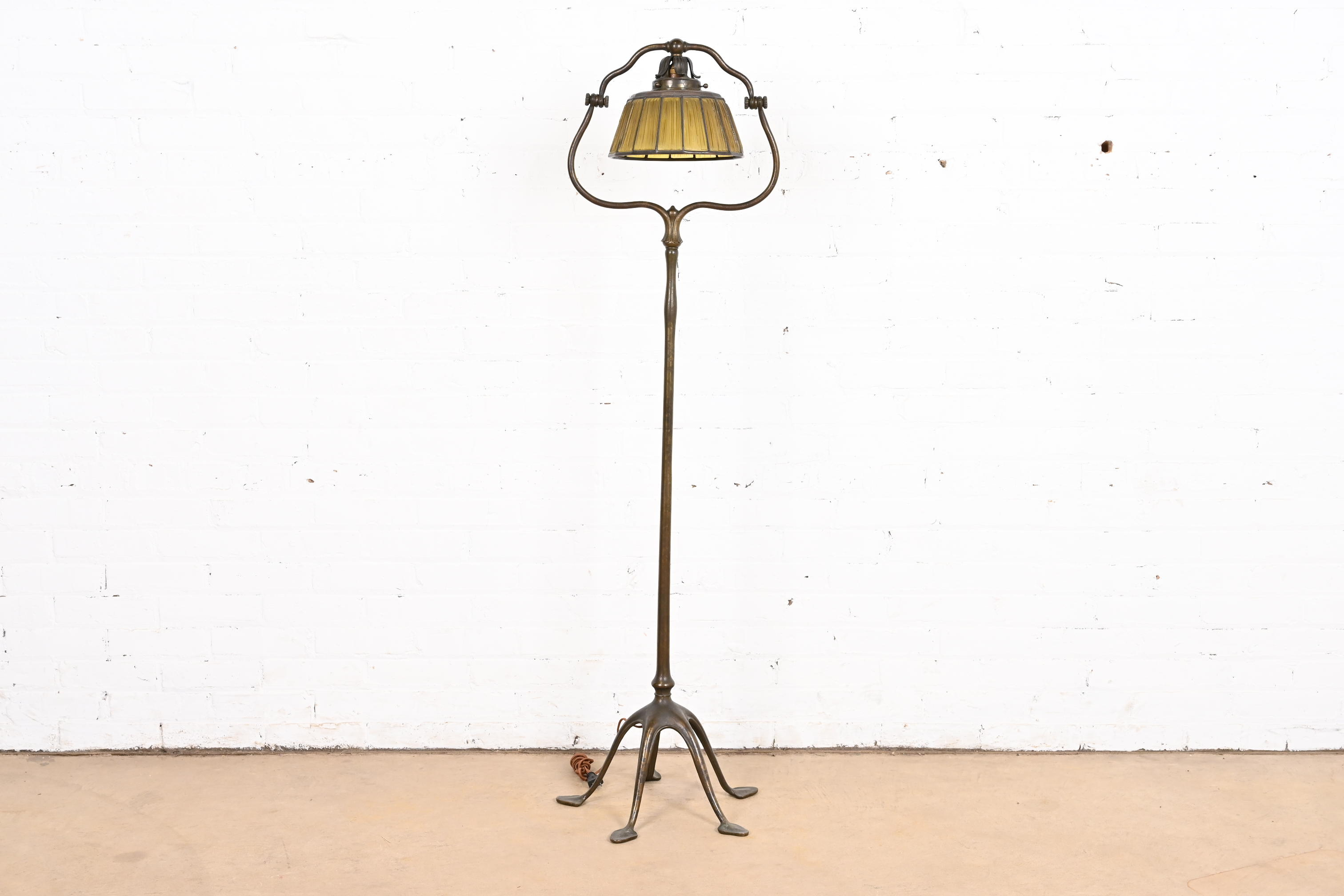 Tiffany Studios New York Linenfold Harp Floor Lamp