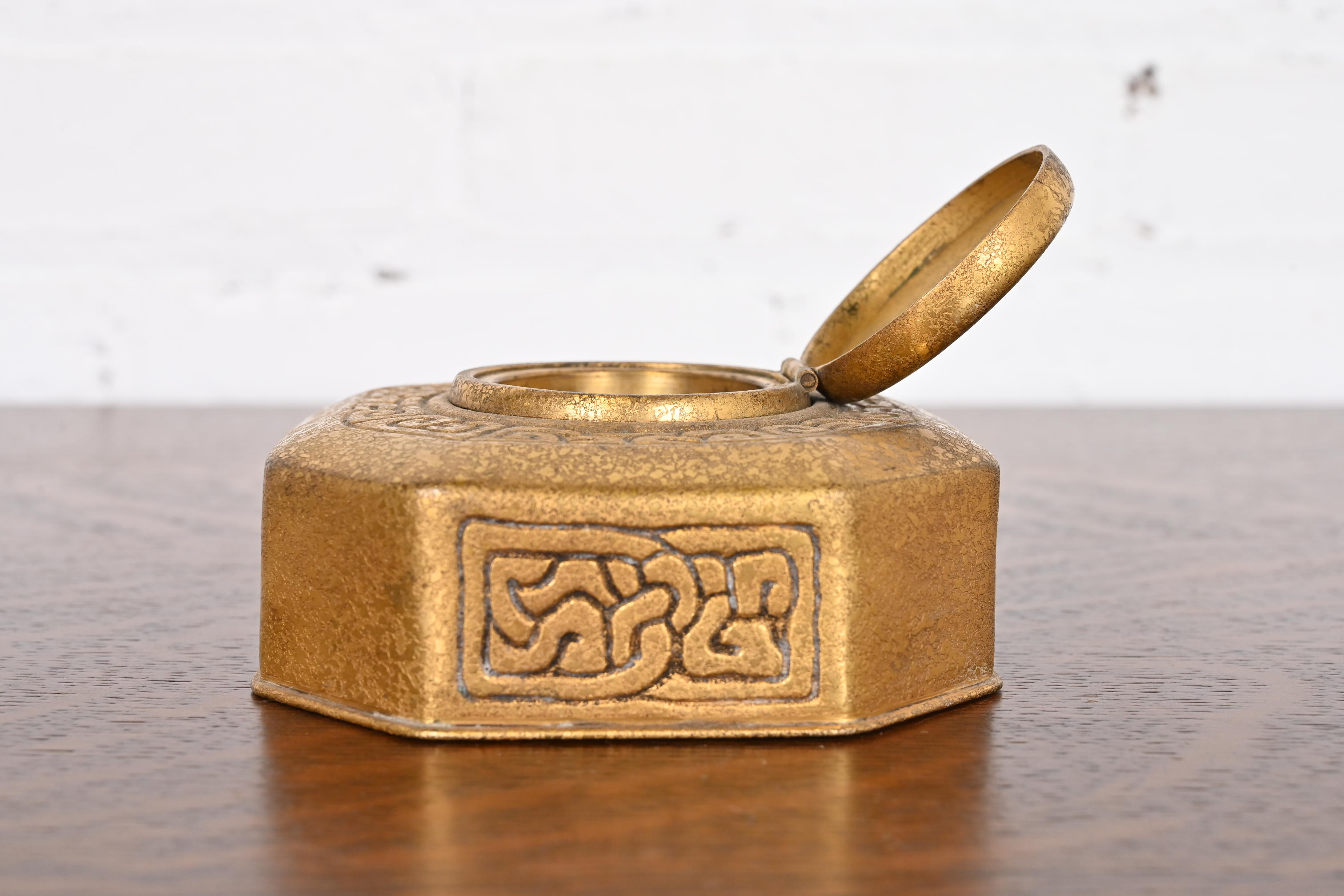 Tiffany Studios New York Zodiac Bronze Doré Inkwell - Image 8