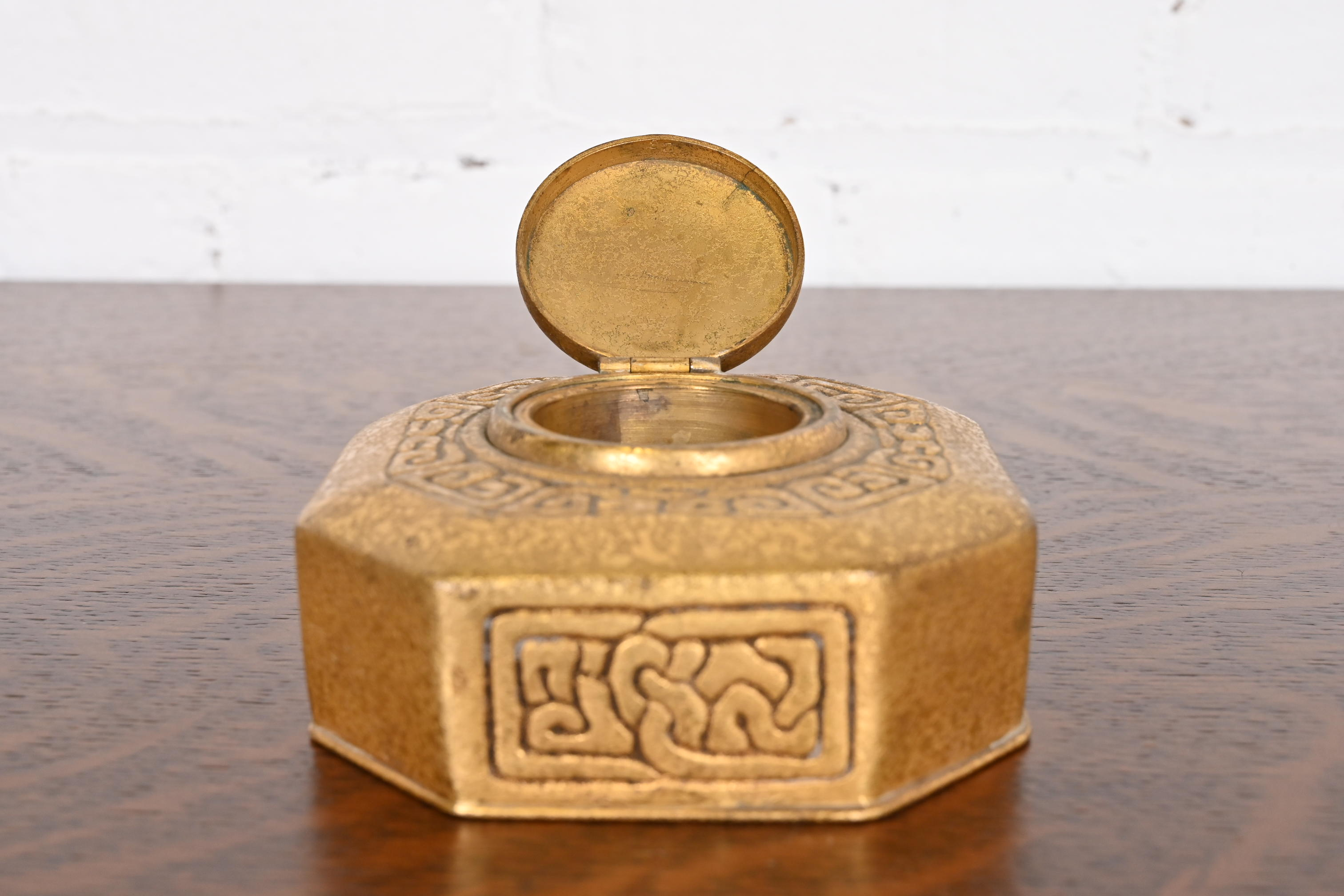 Tiffany Studios New York Zodiac Bronze Doré Inkwell - Image 7