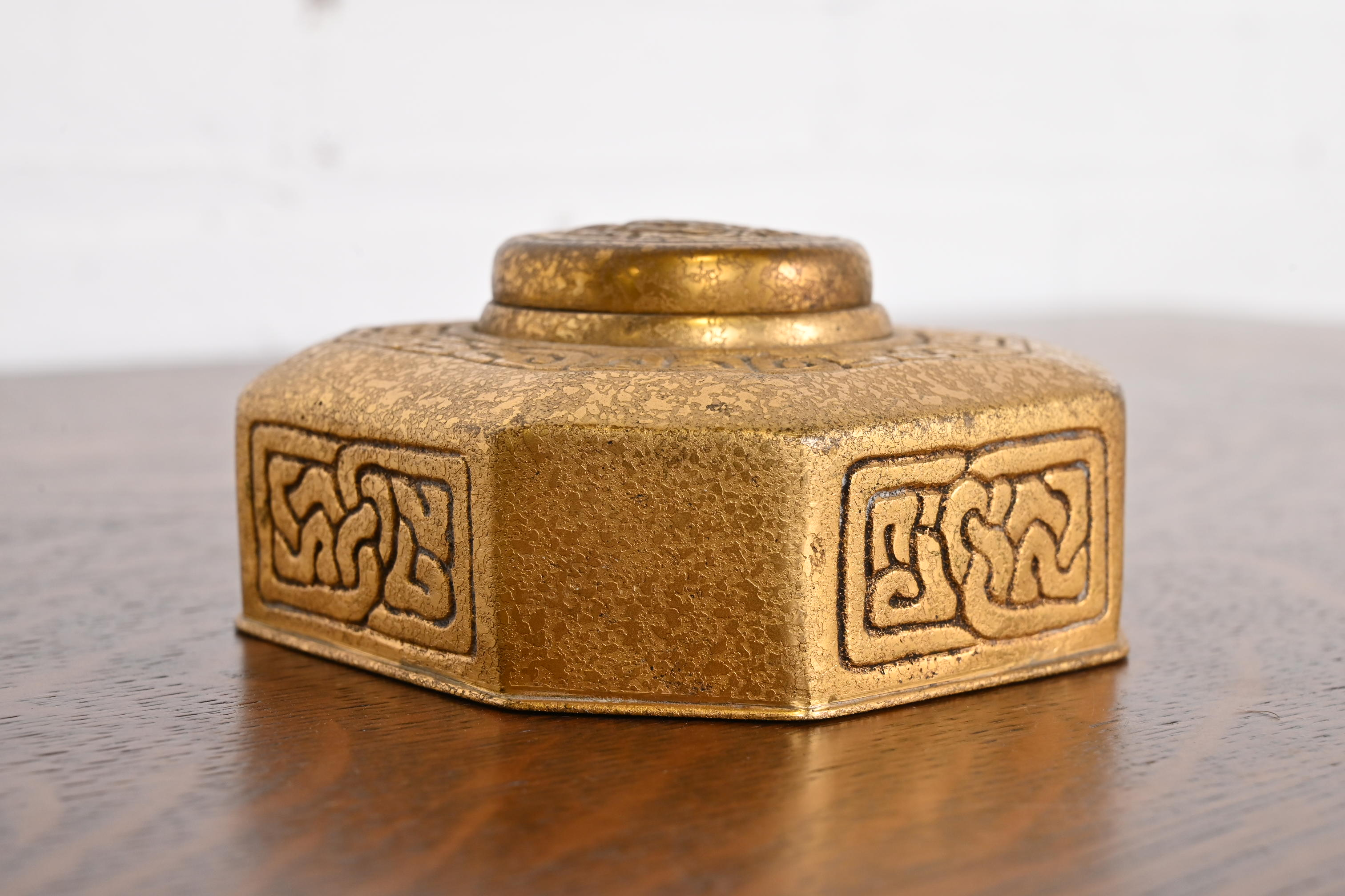 Tiffany Studios New York Zodiac Bronze Doré Inkwell - Image 2