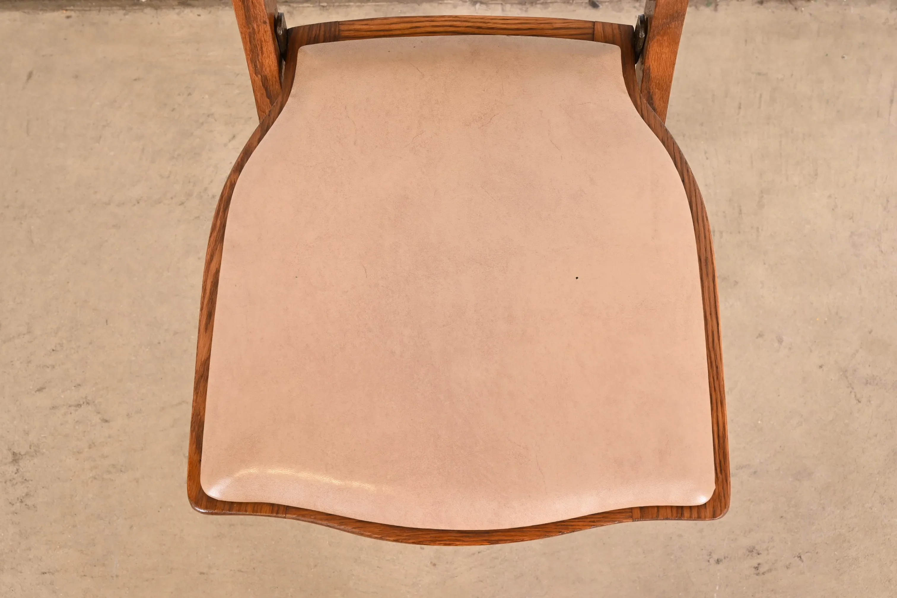 Antique Arts & Crafts Carved Oak Lyre Back Folding Chair by Phoenix Chair Co., Circa 1920s - Image 6