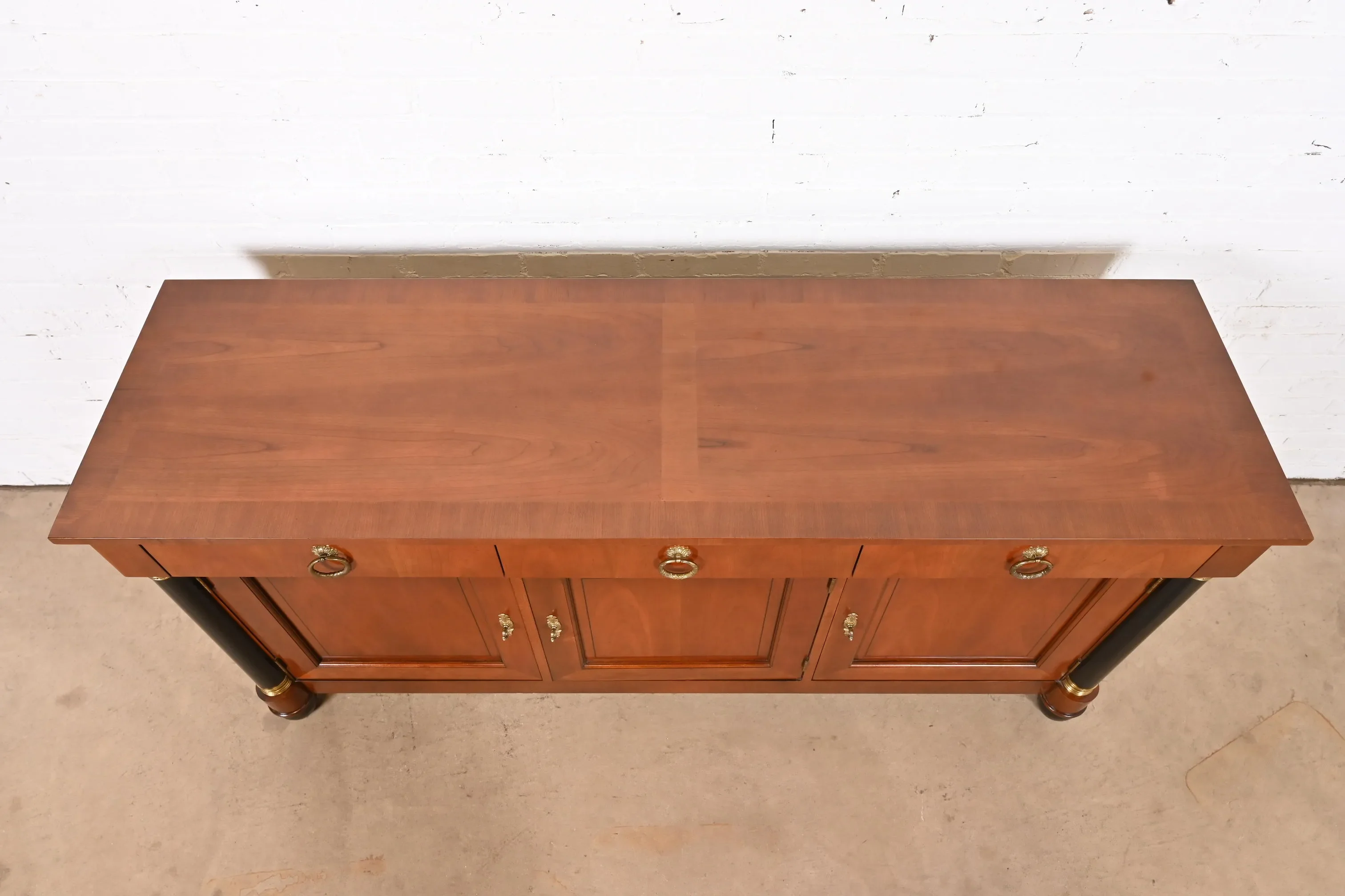 Baker Furniture French Empire Cherry Wood and Parcel Ebonized Sideboard or Bar Cabinet - Image 8