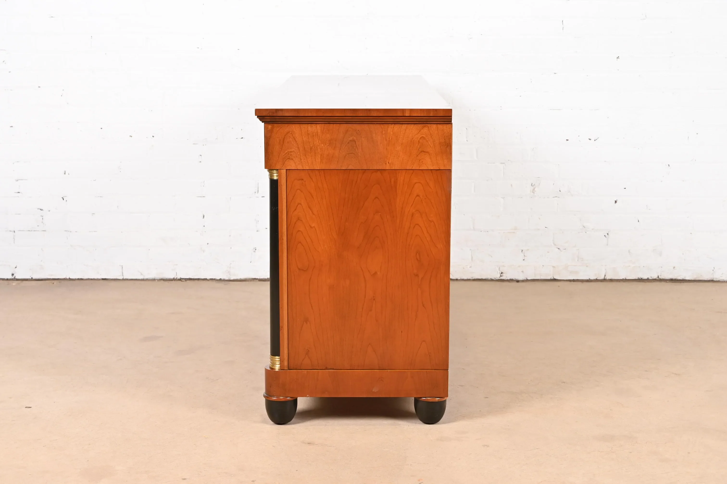 Baker Furniture French Empire Cherry Wood and Parcel Ebonized Sideboard or Bar Cabinet - Image 9