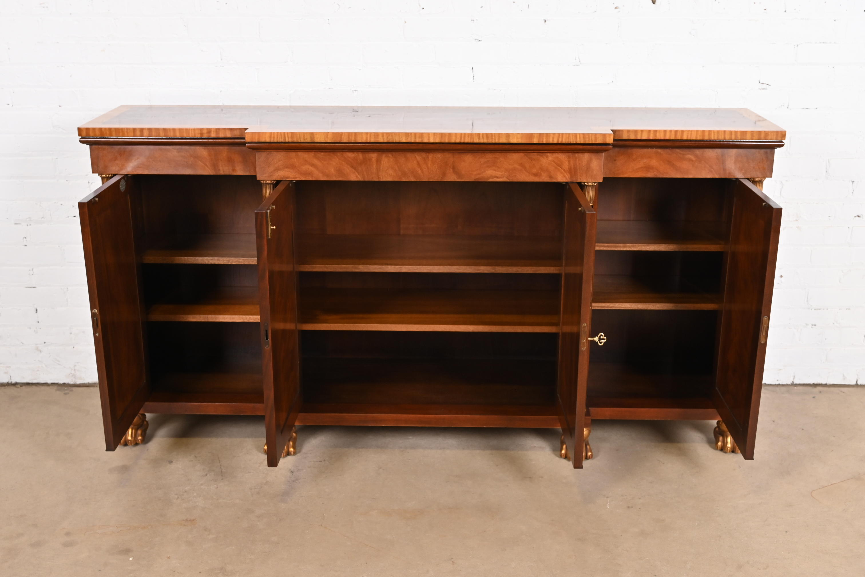 Baker Furniture French Empire Flame Mahogany Sideboard or Bar Cabinet - Image 5