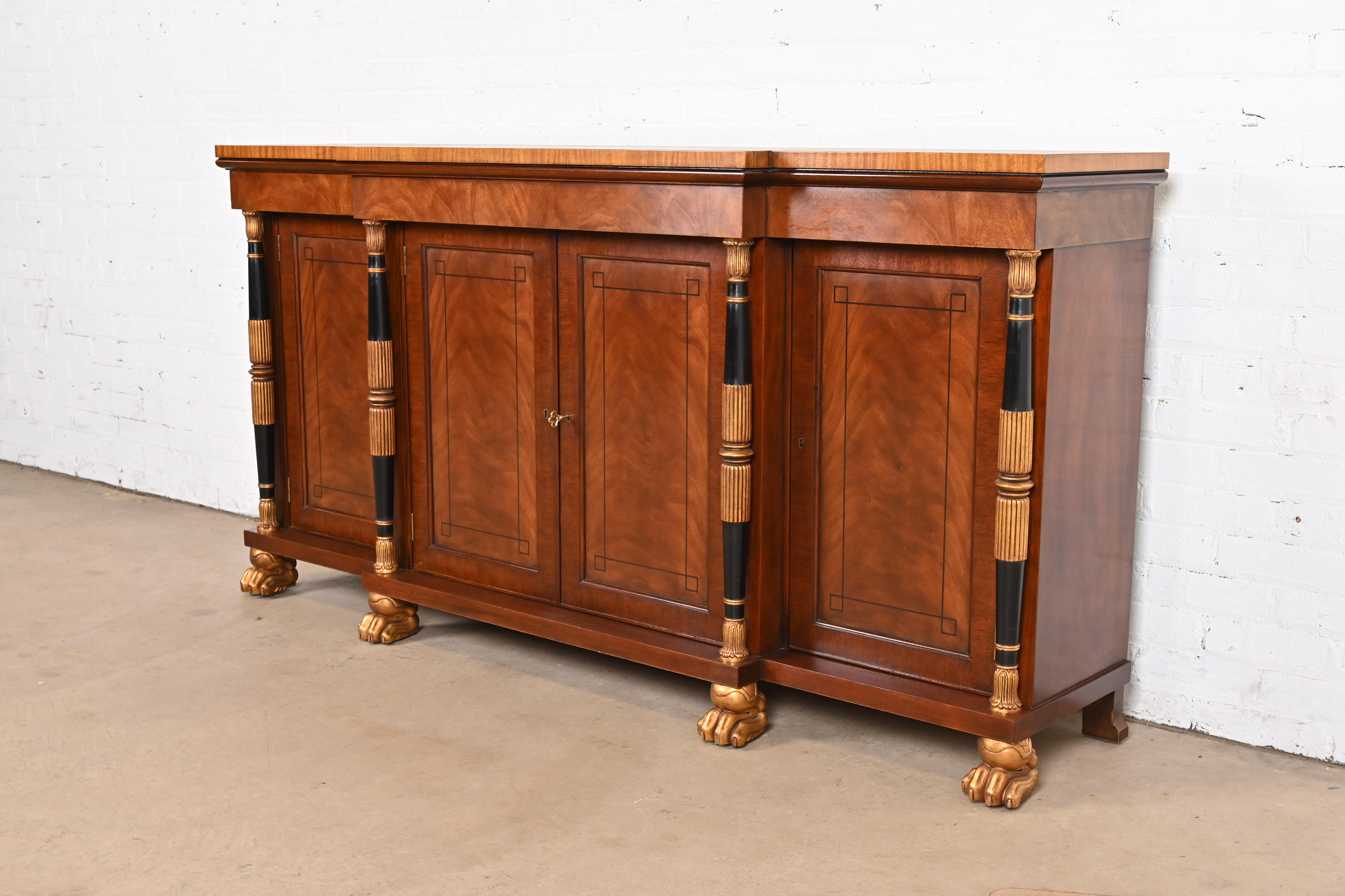 Baker Furniture French Empire Flame Mahogany Sideboard or Bar Cabinet - Image 3