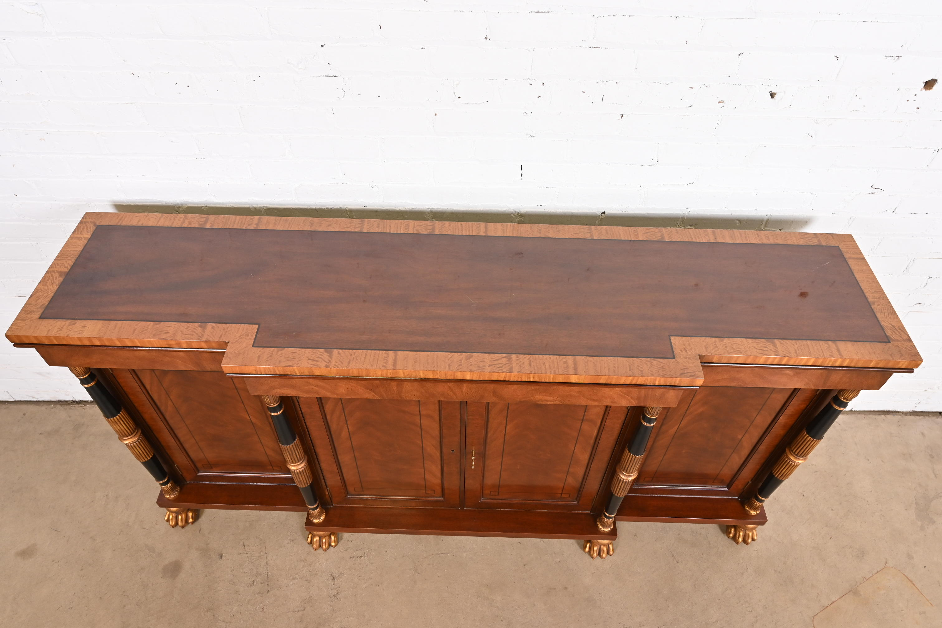 Baker Furniture French Empire Flame Mahogany Sideboard or Bar Cabinet - Image 9