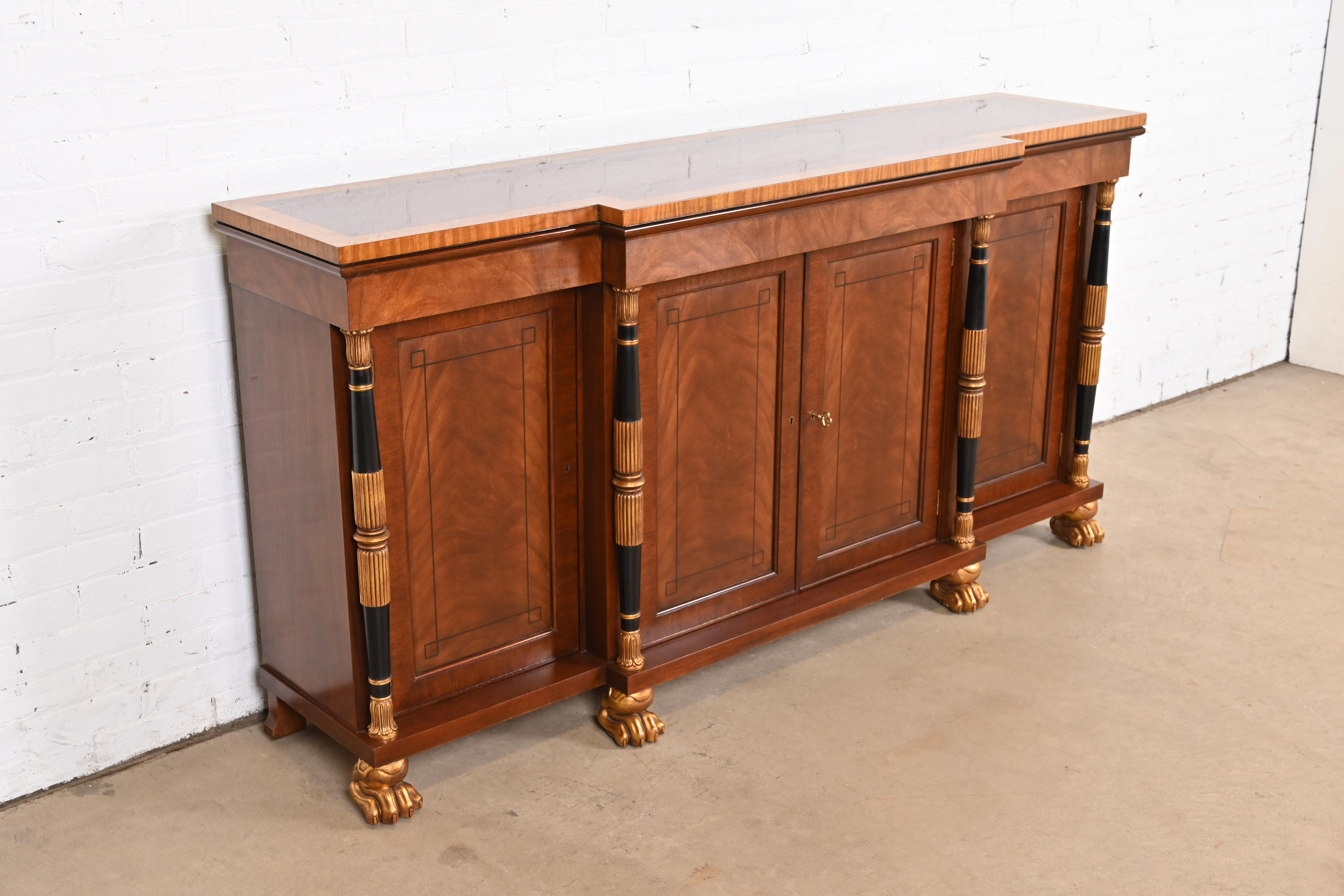 Baker Furniture French Empire Flame Mahogany Sideboard or Bar Cabinet - Image 4