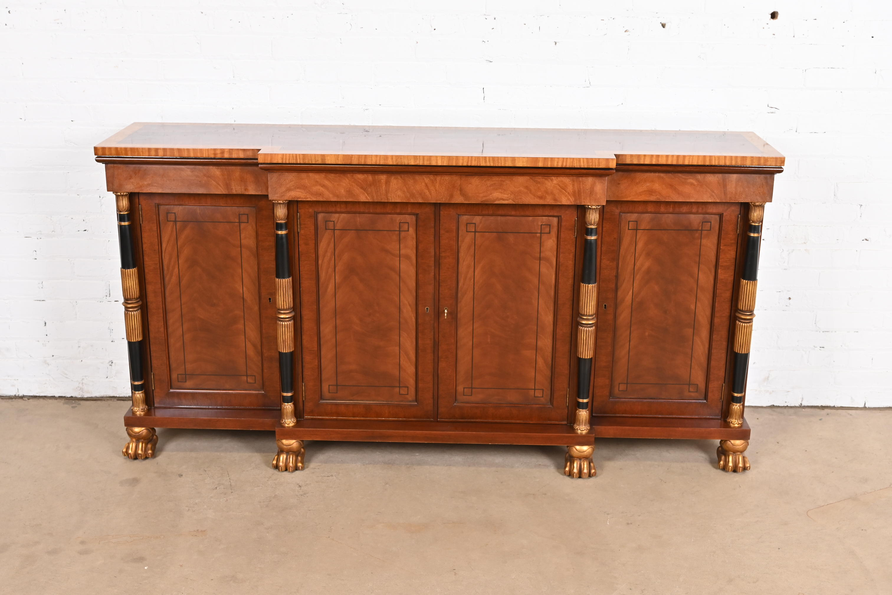 Baker Furniture French Empire Flame Mahogany Sideboard or Bar Cabinet - Image 2