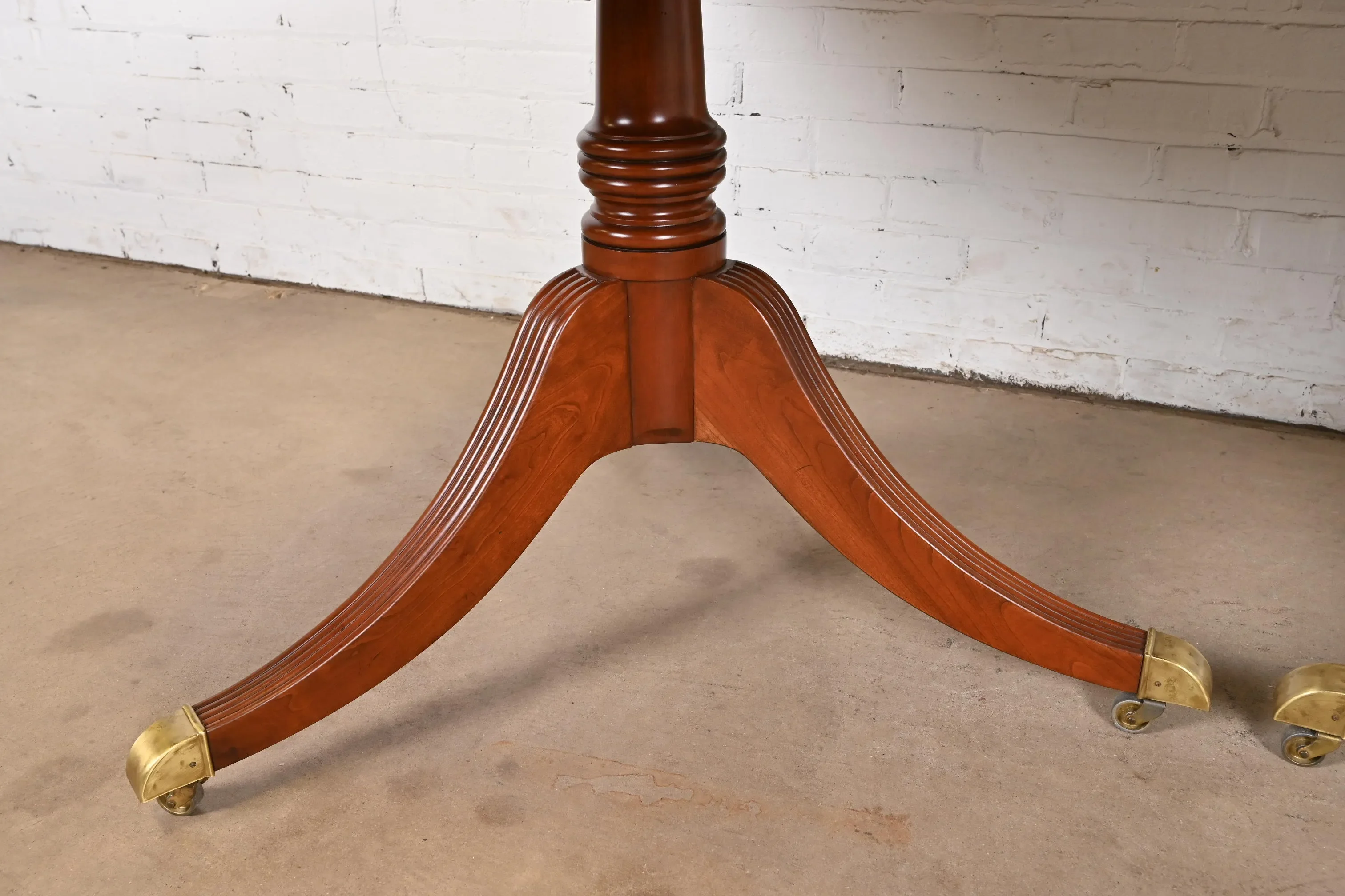 Baker Furniture Georgian Banded Mahogany Double Pedestal Extension Dining Table, Newly Refinished - Image 9