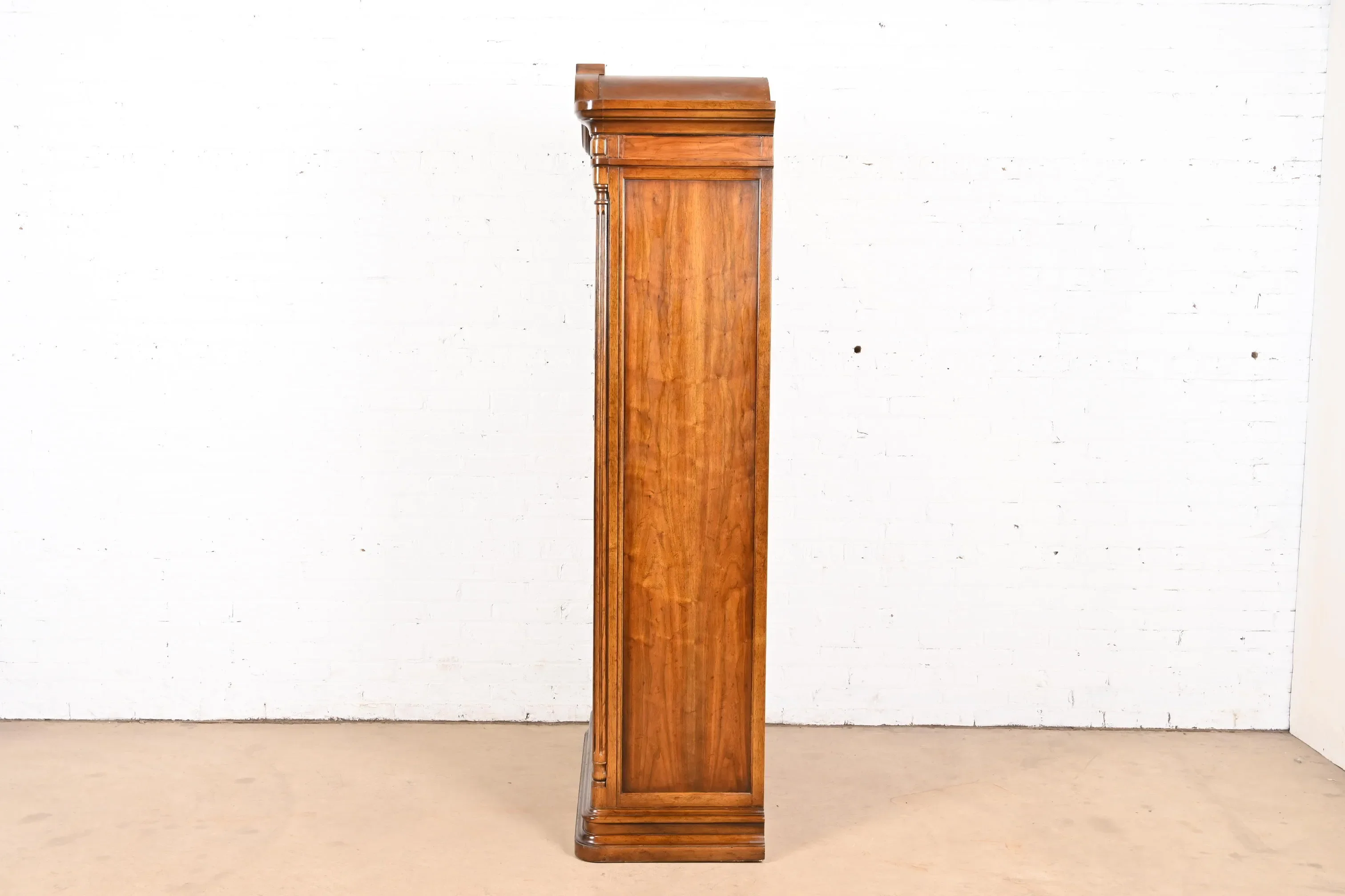 Drexel Heritage French Regency Louis XVI Carved Burled Walnut Armoire Dresser or Linen Press - Image 9