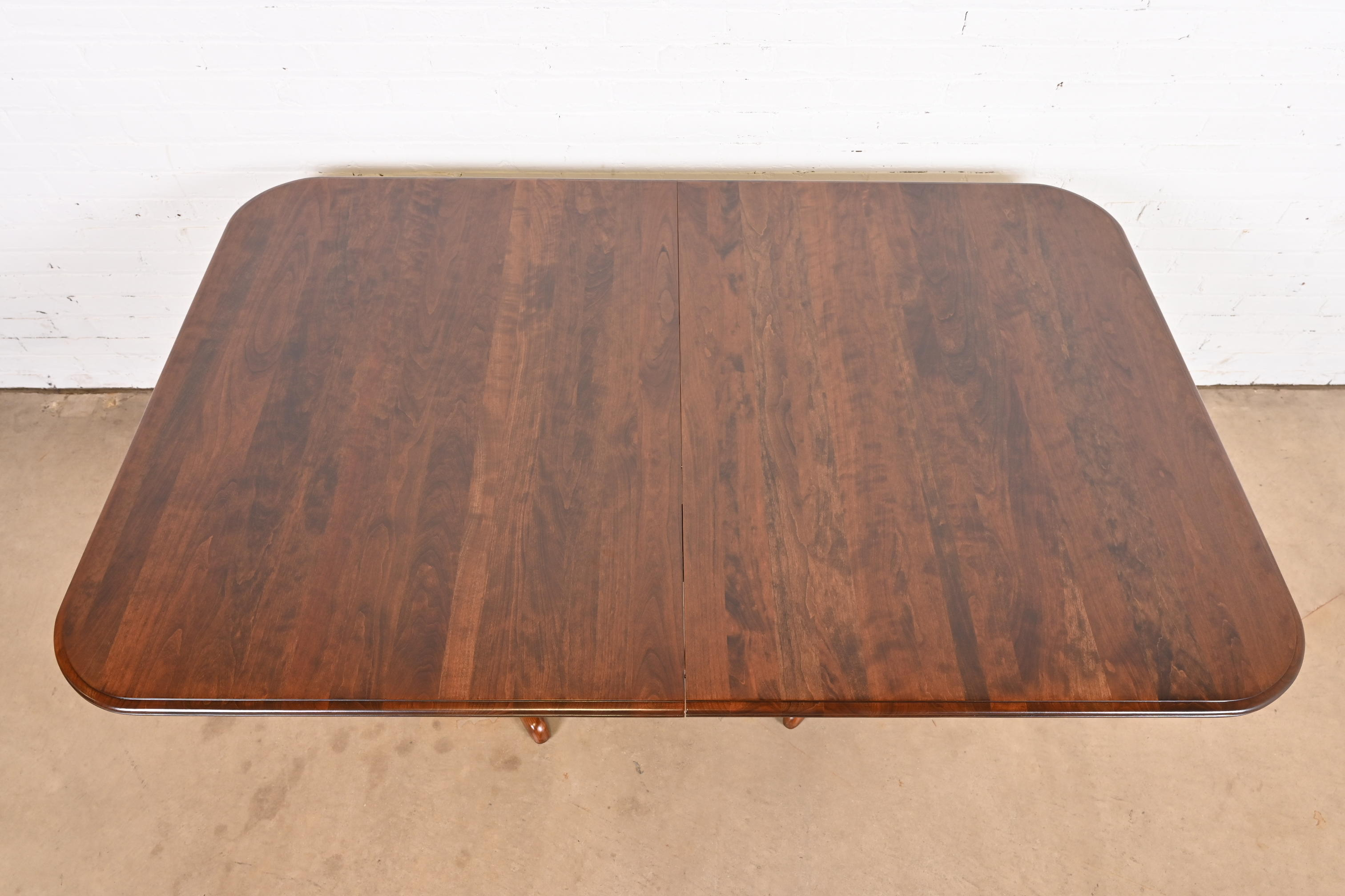 Ethan Allen Georgian Solid Cherry Wood Double Pedestal Extension Dining Table, Newly Refinished - Image 9