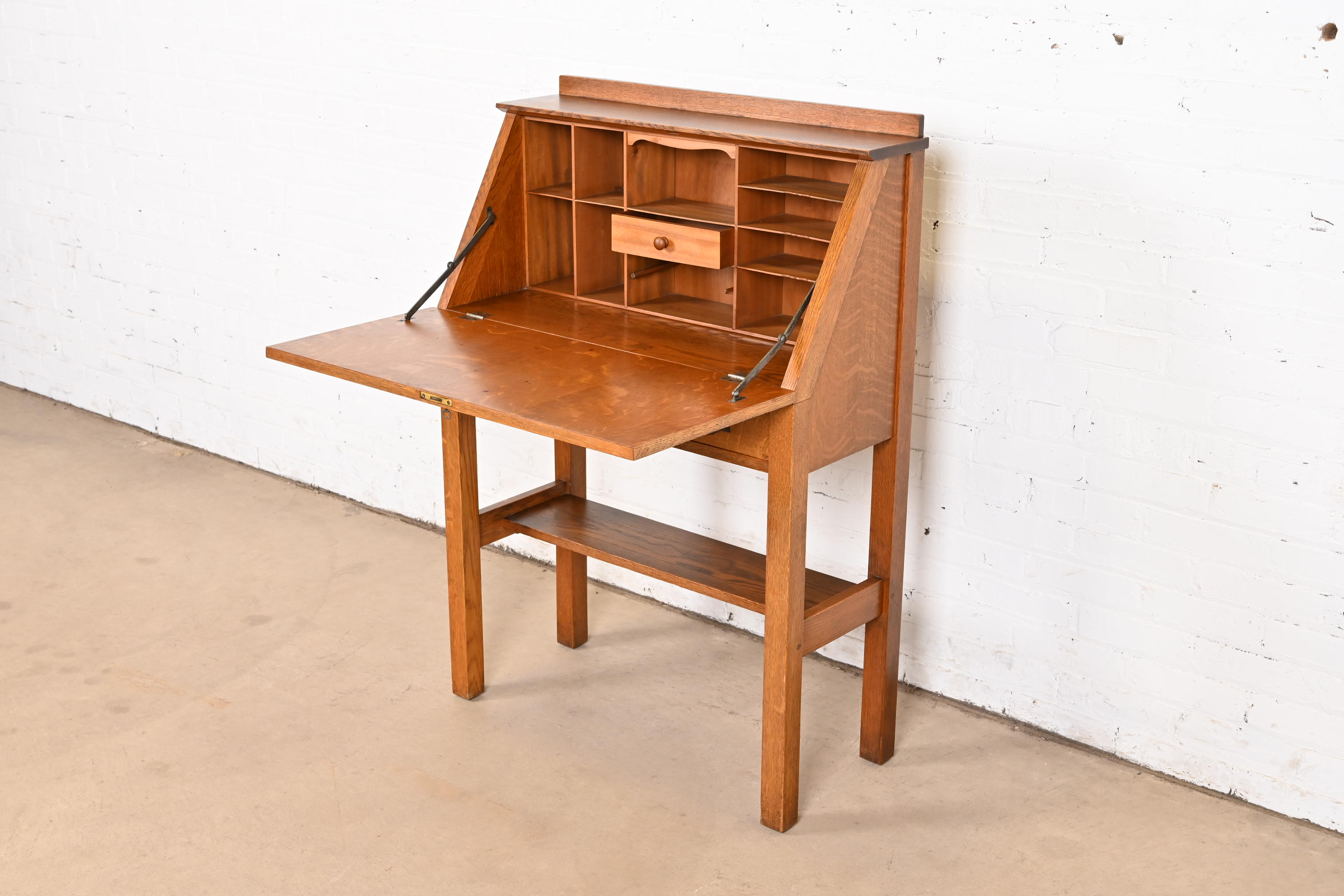 Gustav Stickley Antique Mission Oak Arts & Crafts Drop Front Secretary Desk, Circa 1900 - Image 6