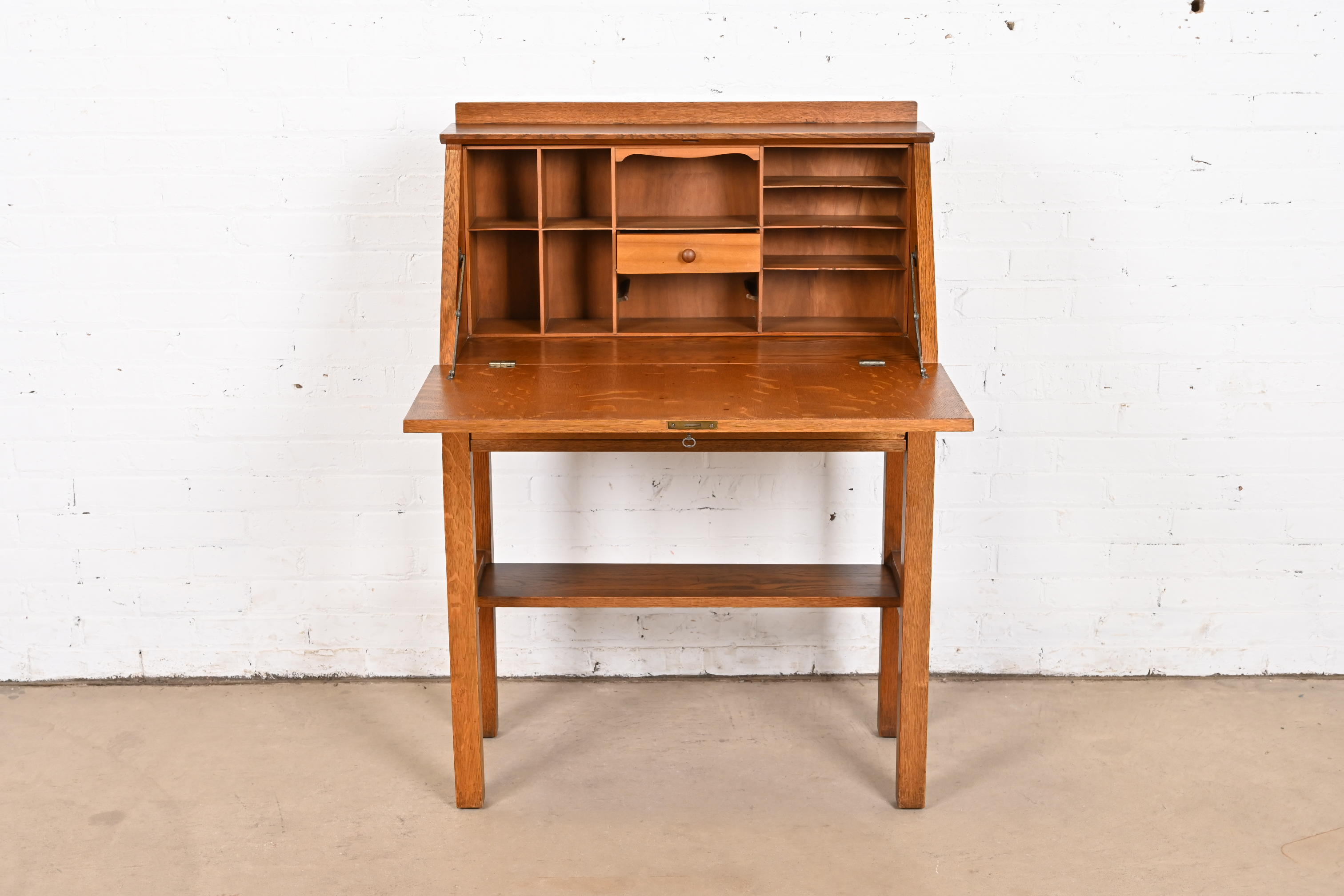 Gustav Stickley Antique Mission Oak Arts & Crafts Drop Front Secretary Desk, Circa 1900 - Image 5
