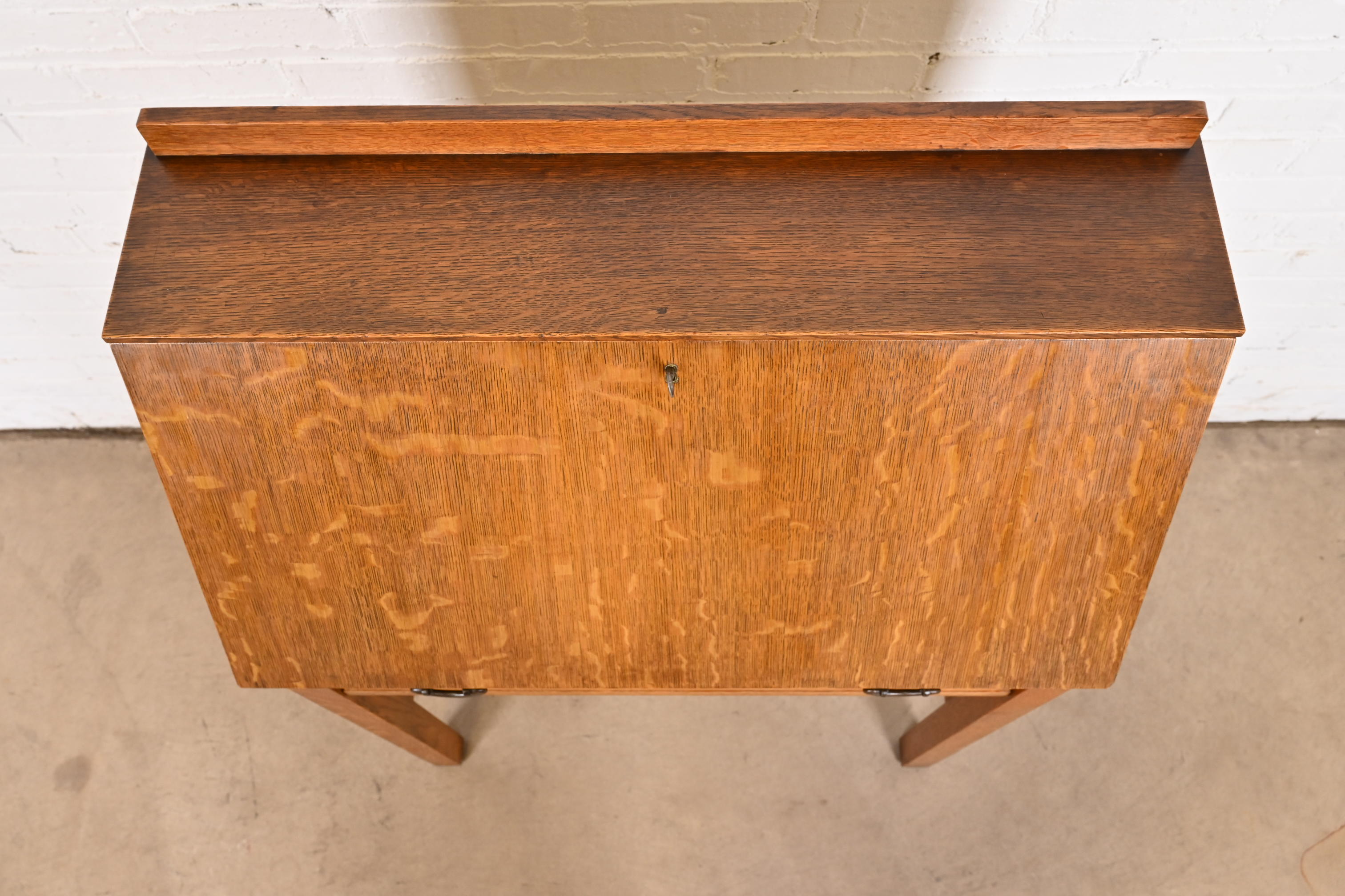 Gustav Stickley Antique Mission Oak Arts & Crafts Drop Front Secretary Desk, Circa 1900 - Image 9