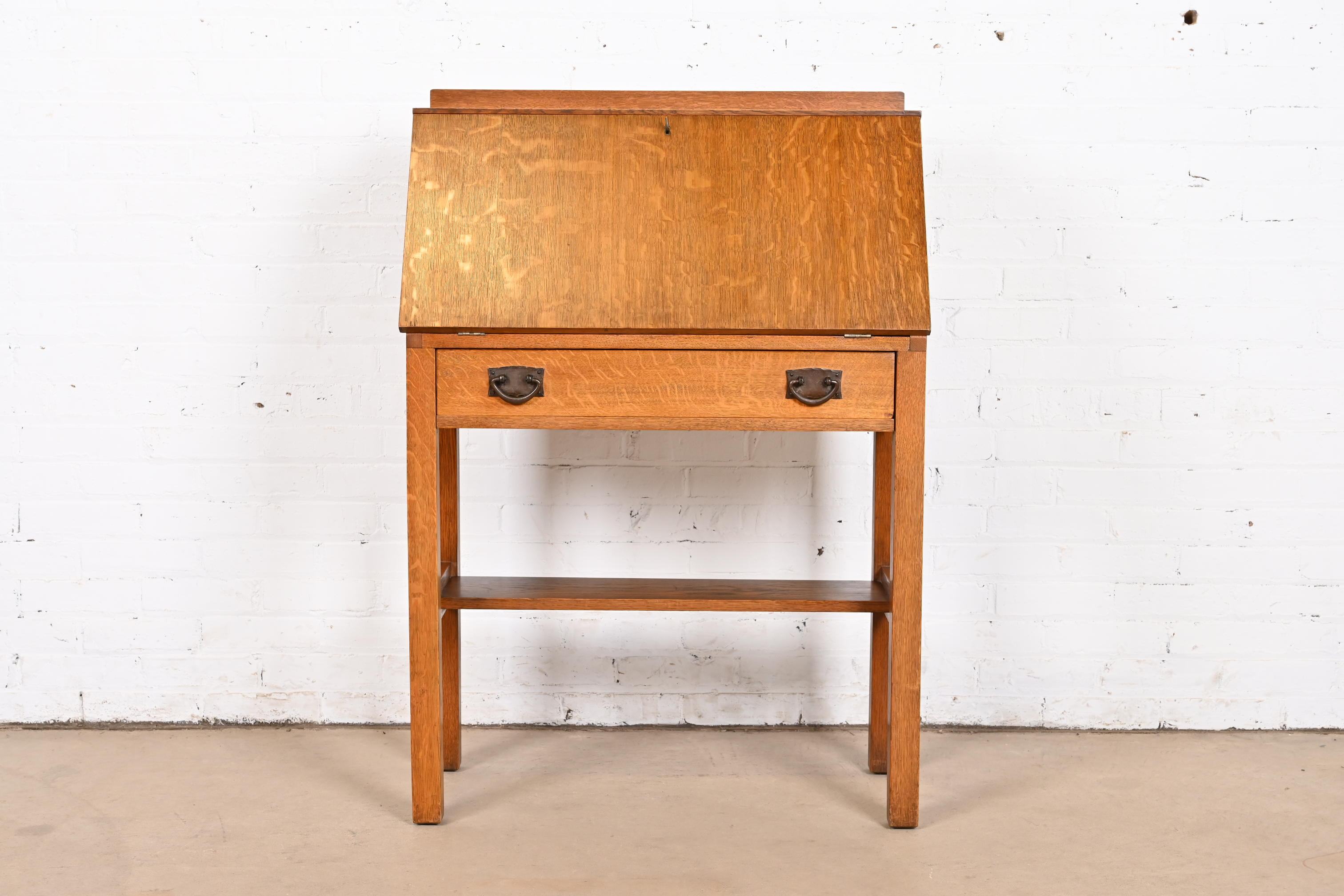 Gustav Stickley Antique Mission Oak Arts & Crafts Drop Front Secretary Desk, Circa 1900 - Image 3