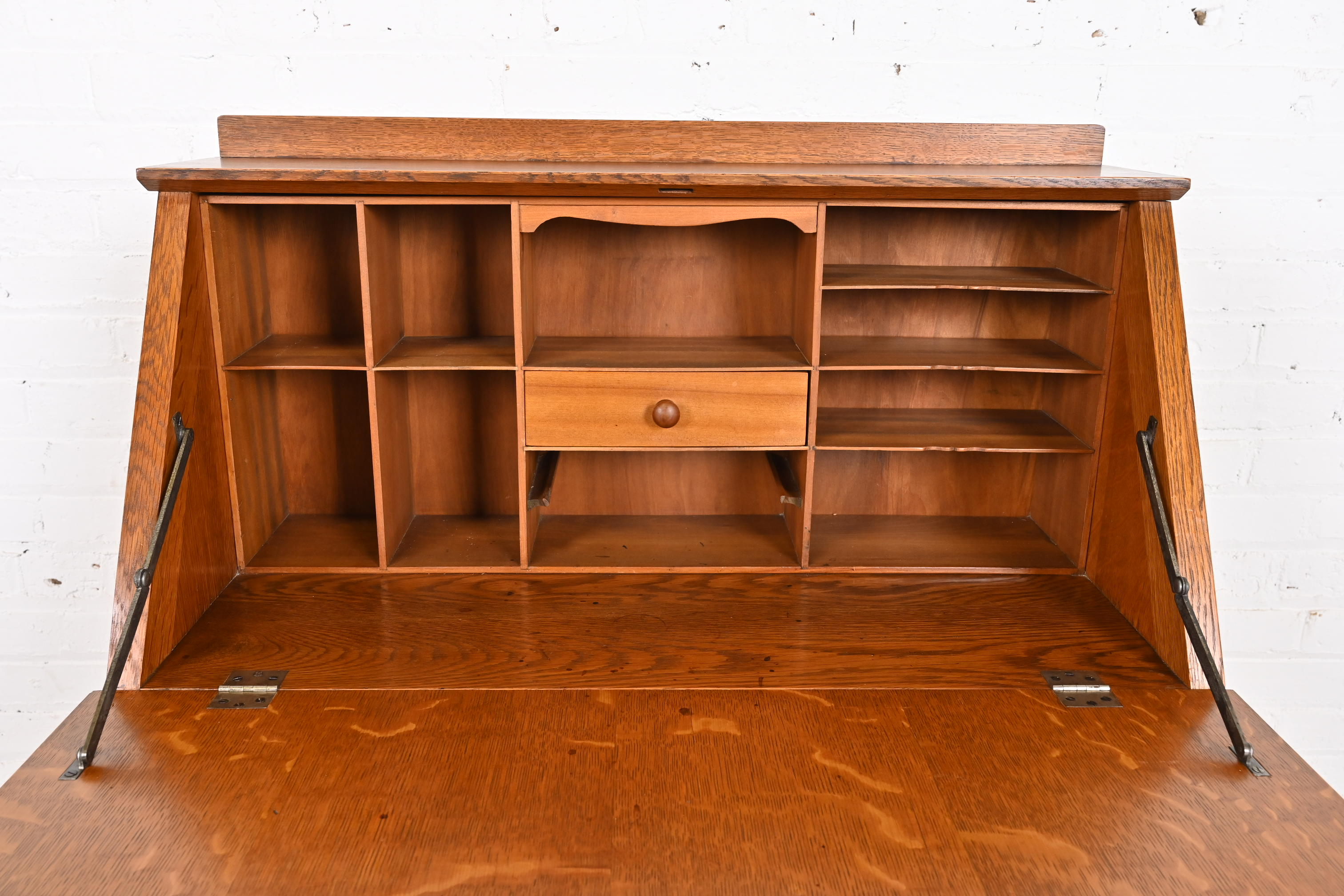Gustav Stickley Antique Mission Oak Arts & Crafts Drop Front Secretary Desk, Circa 1900 - Image 7