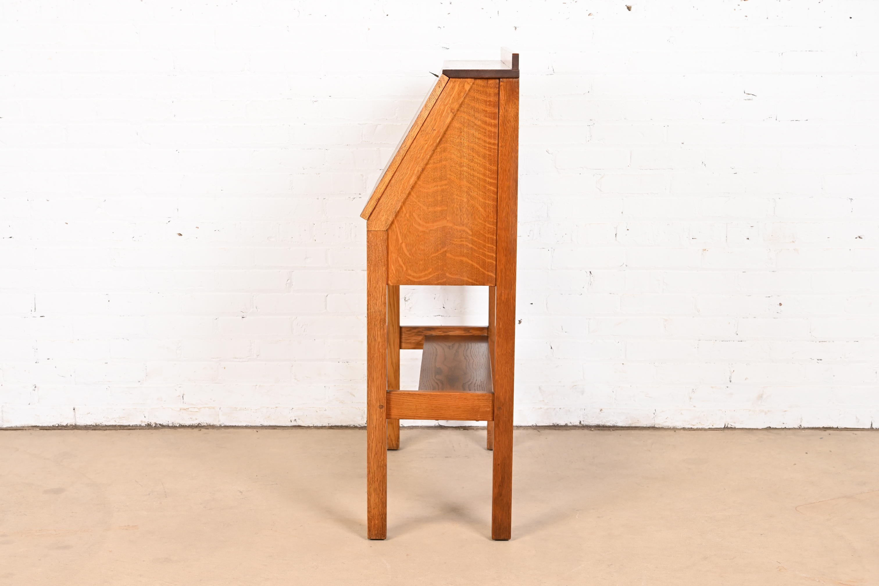Gustav Stickley Antique Mission Oak Arts & Crafts Drop Front Secretary Desk, Circa 1900 - Image 10
