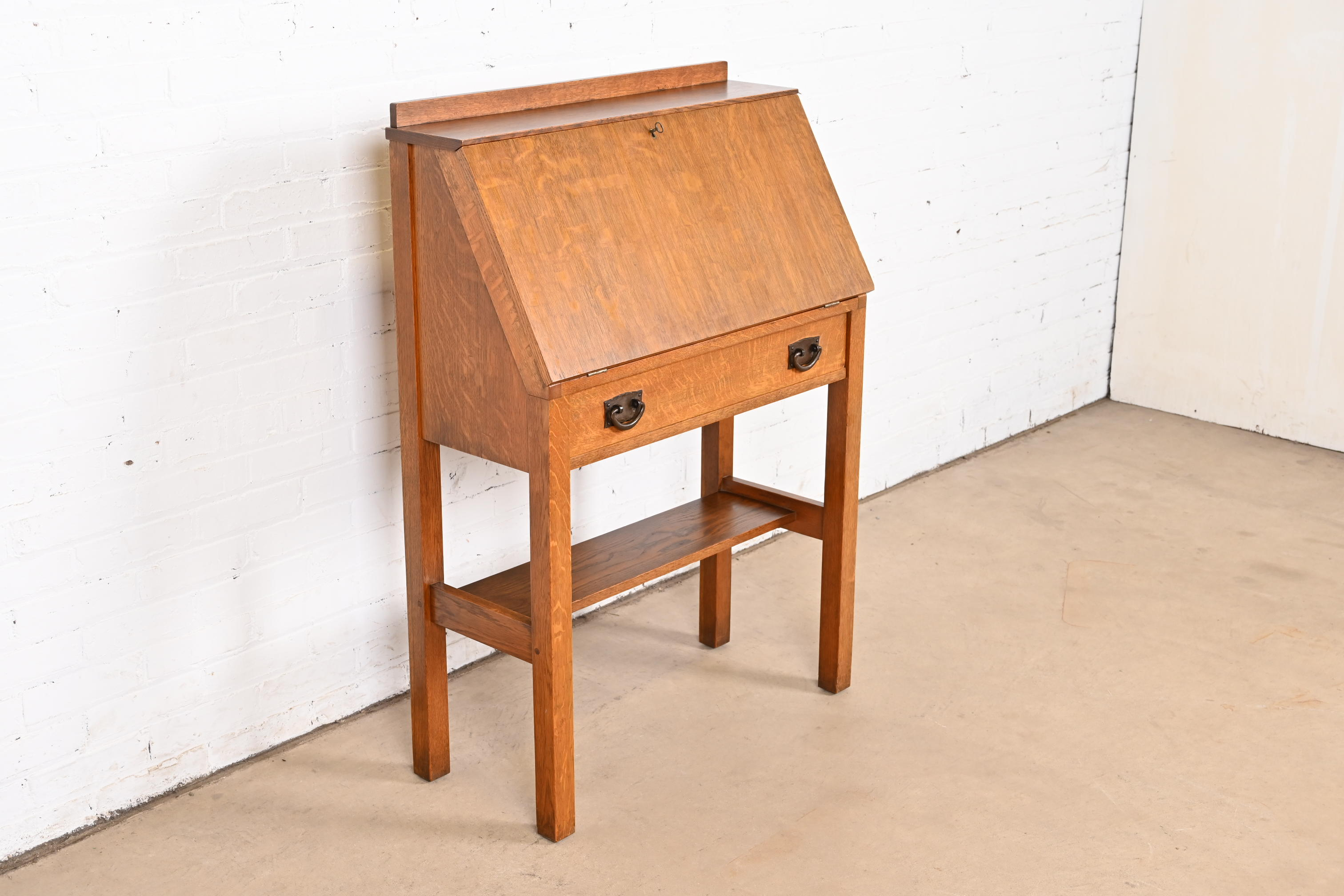 Gustav Stickley Antique Mission Oak Arts & Crafts Drop Front Secretary Desk, Circa 1900 - Image 2