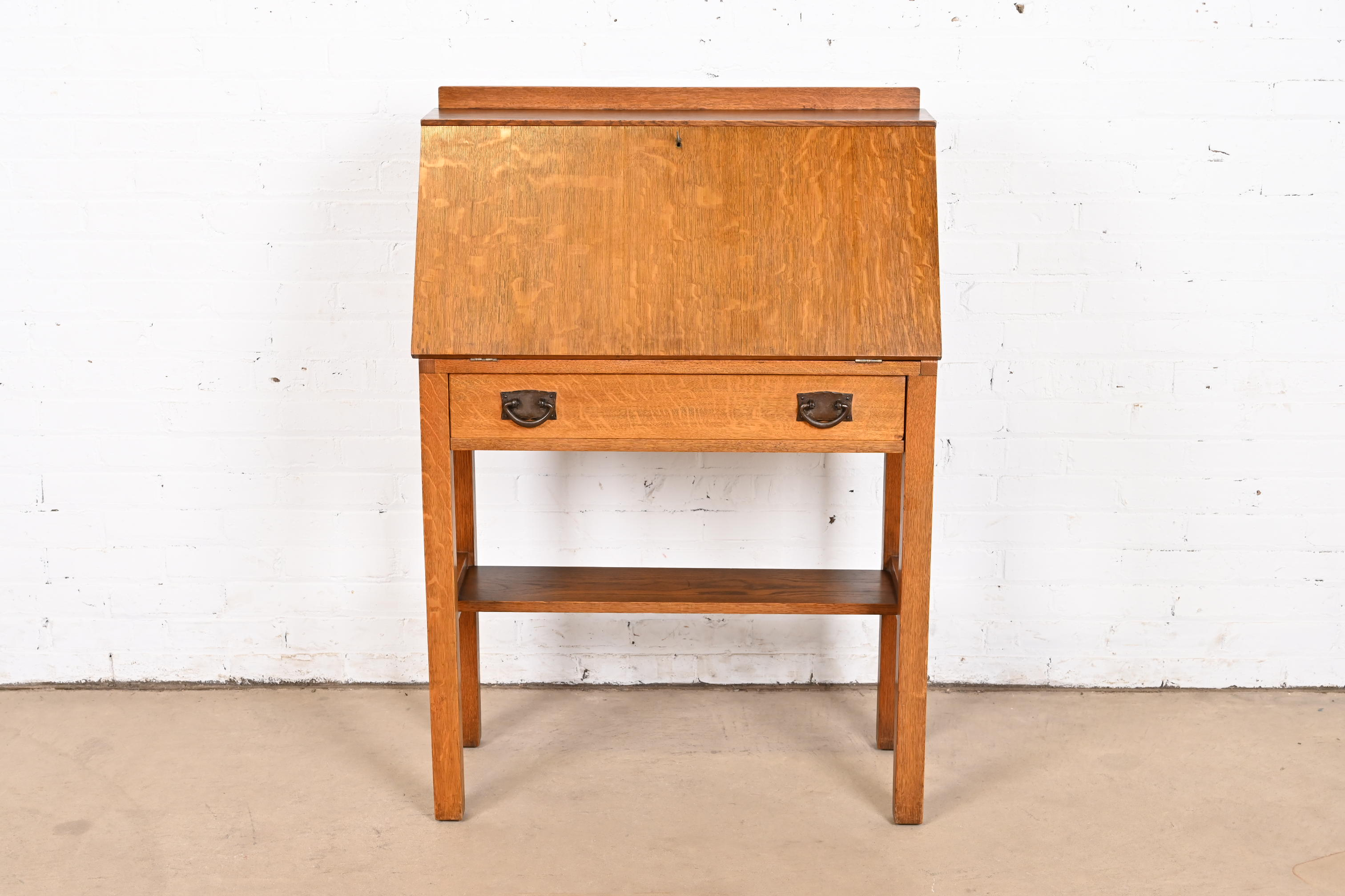 Gustav Stickley Antique Mission Oak Arts & Crafts Drop Front Secretary Desk, Circa 1900 - Image 4