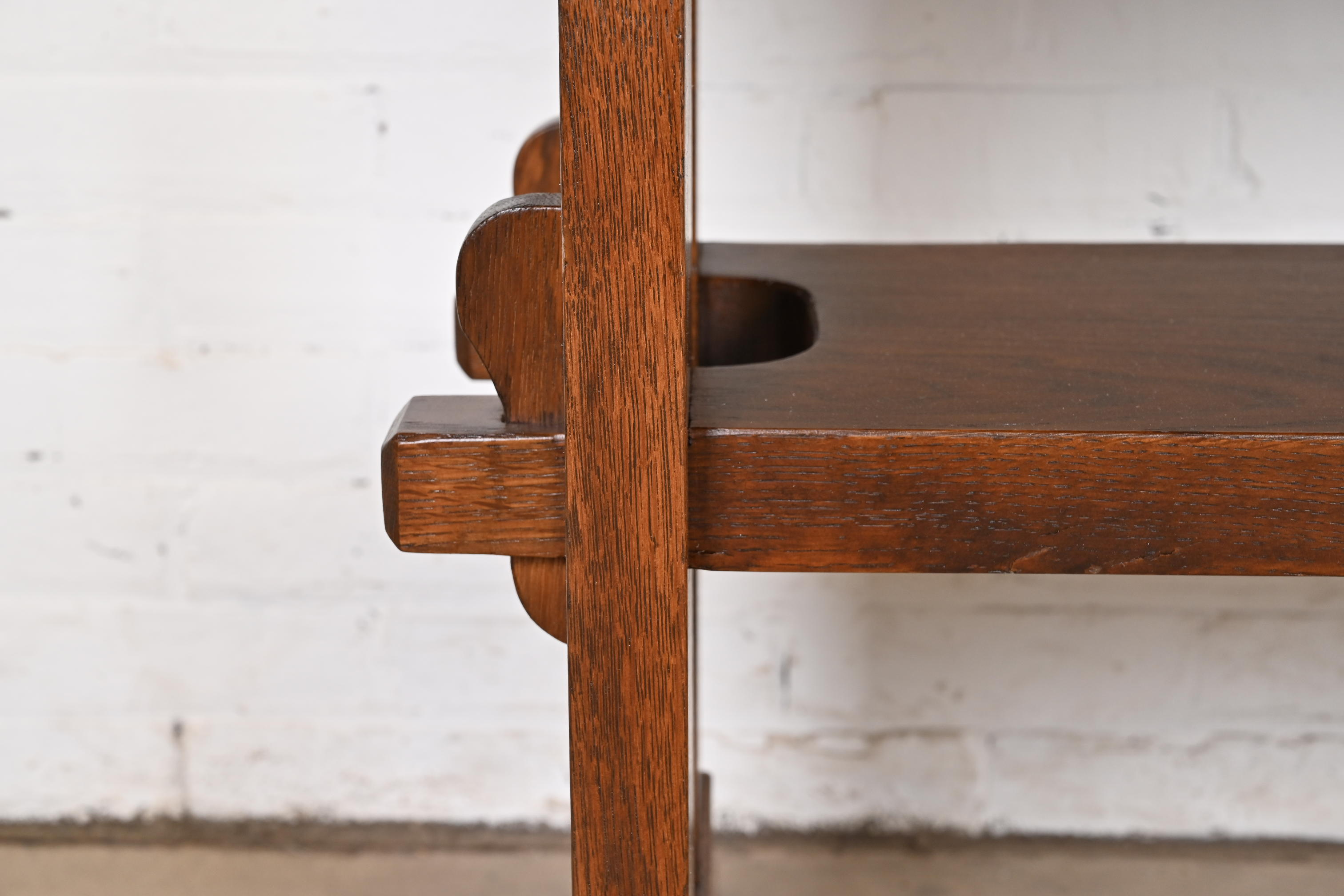 Gustav Stickley Mission Oak Arts & Crafts Trestle Library Table or Writing Desk, Newly Refinished - Image 6