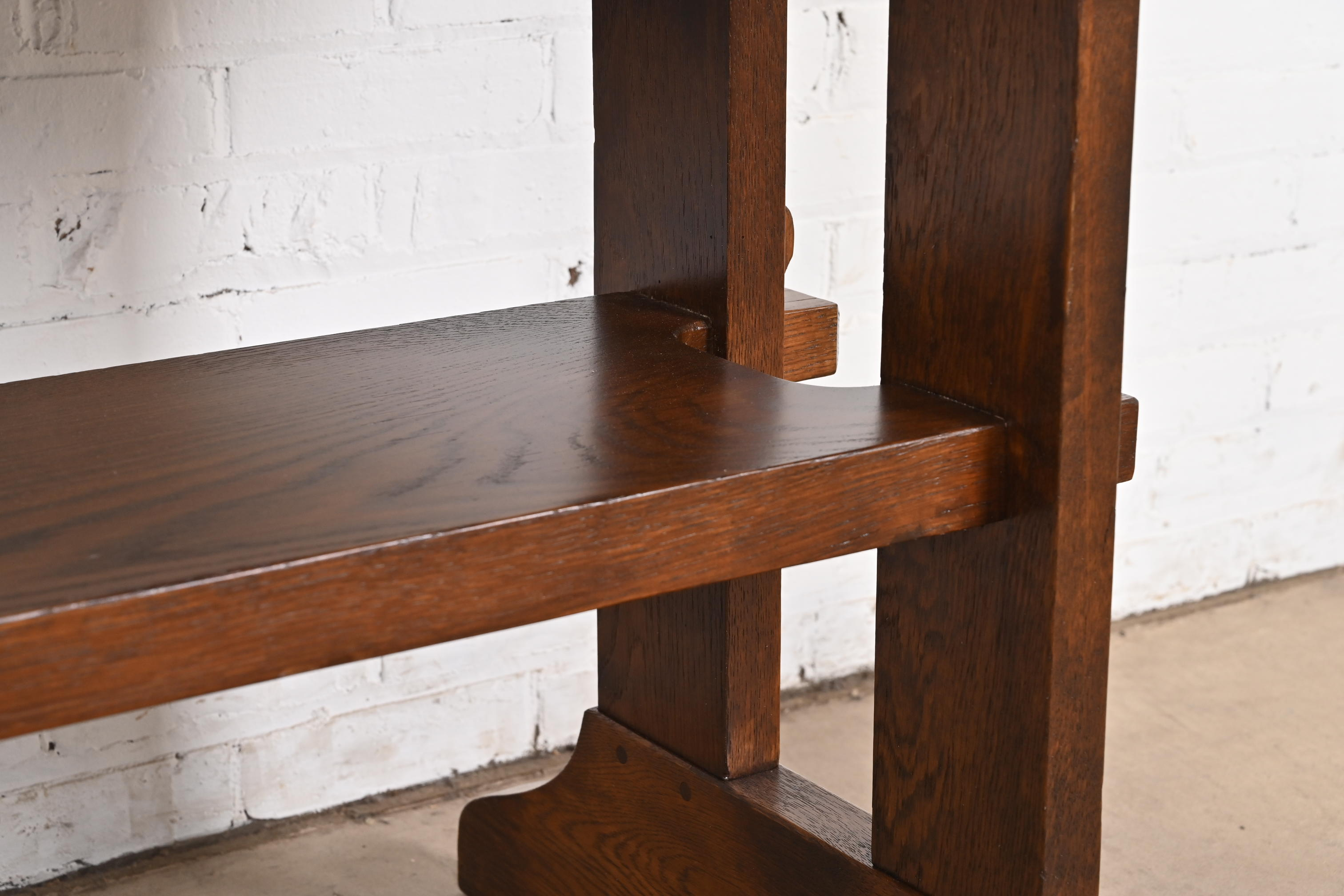 Gustav Stickley Mission Oak Arts & Crafts Trestle Library Table or Writing Desk, Newly Refinished - Image 7