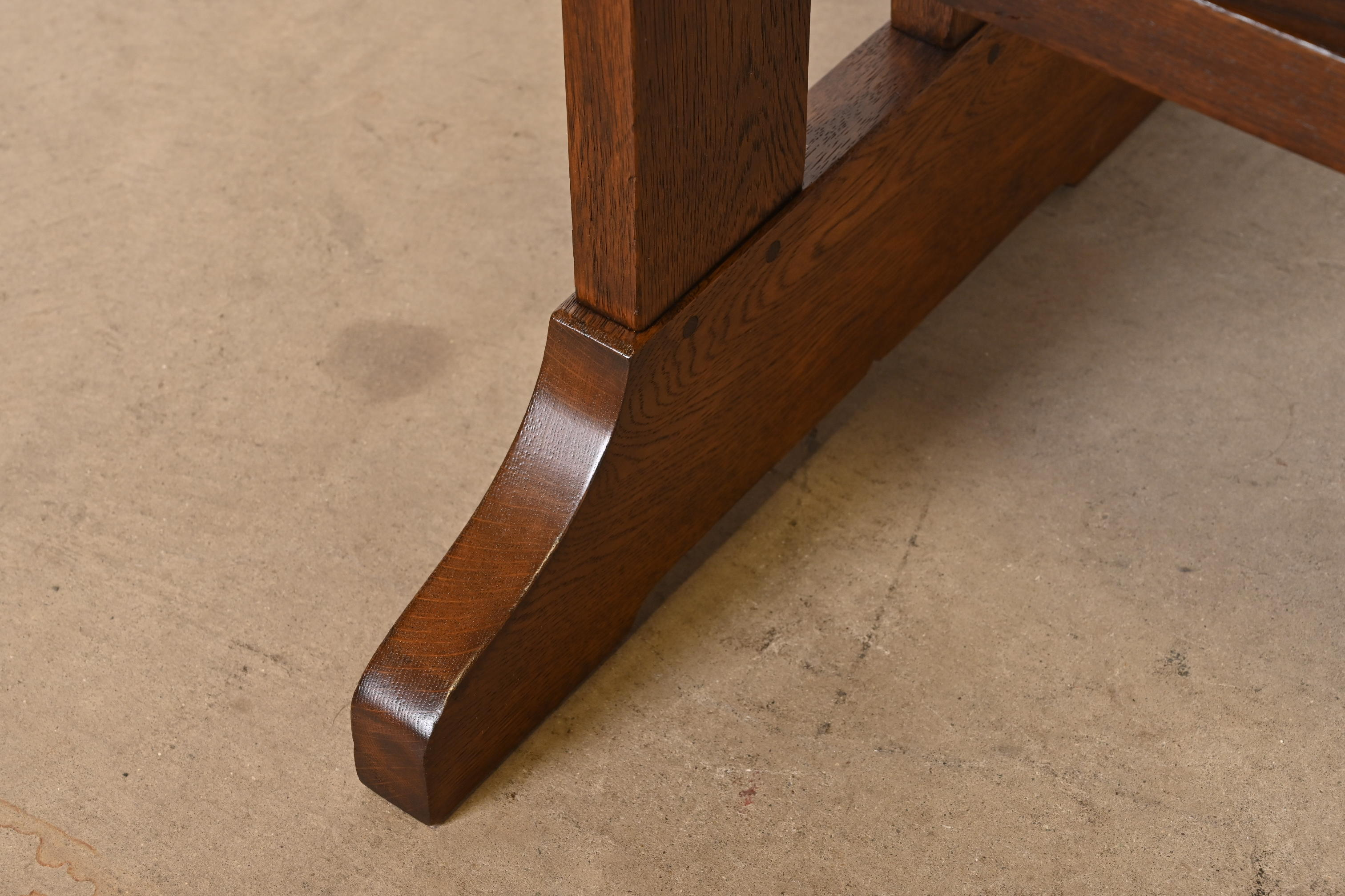 Gustav Stickley Mission Oak Arts & Crafts Trestle Library Table or Writing Desk, Newly Refinished - Image 8