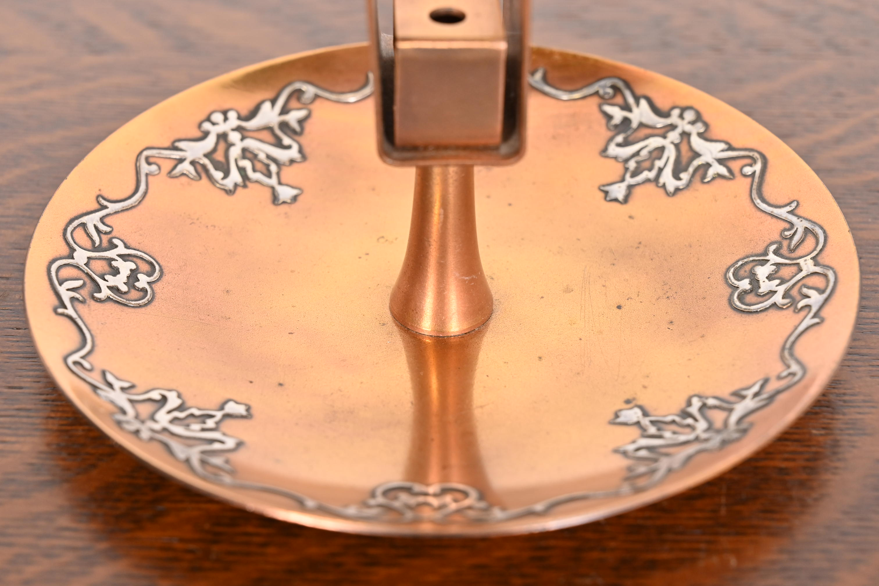 Heintz Arts & Crafts Sterling Silver on Bronze Ashtray With Match Box Holder - Image 8