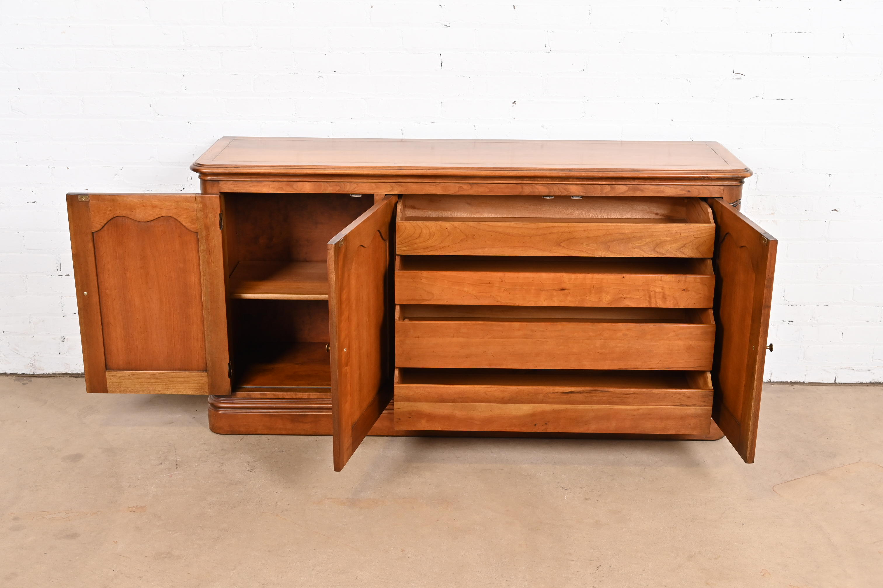 Kindel Furniture French Provincial Louis XV Cherry Wood Sideboard or Bar Cabinet, Circa 1960s - Image 5