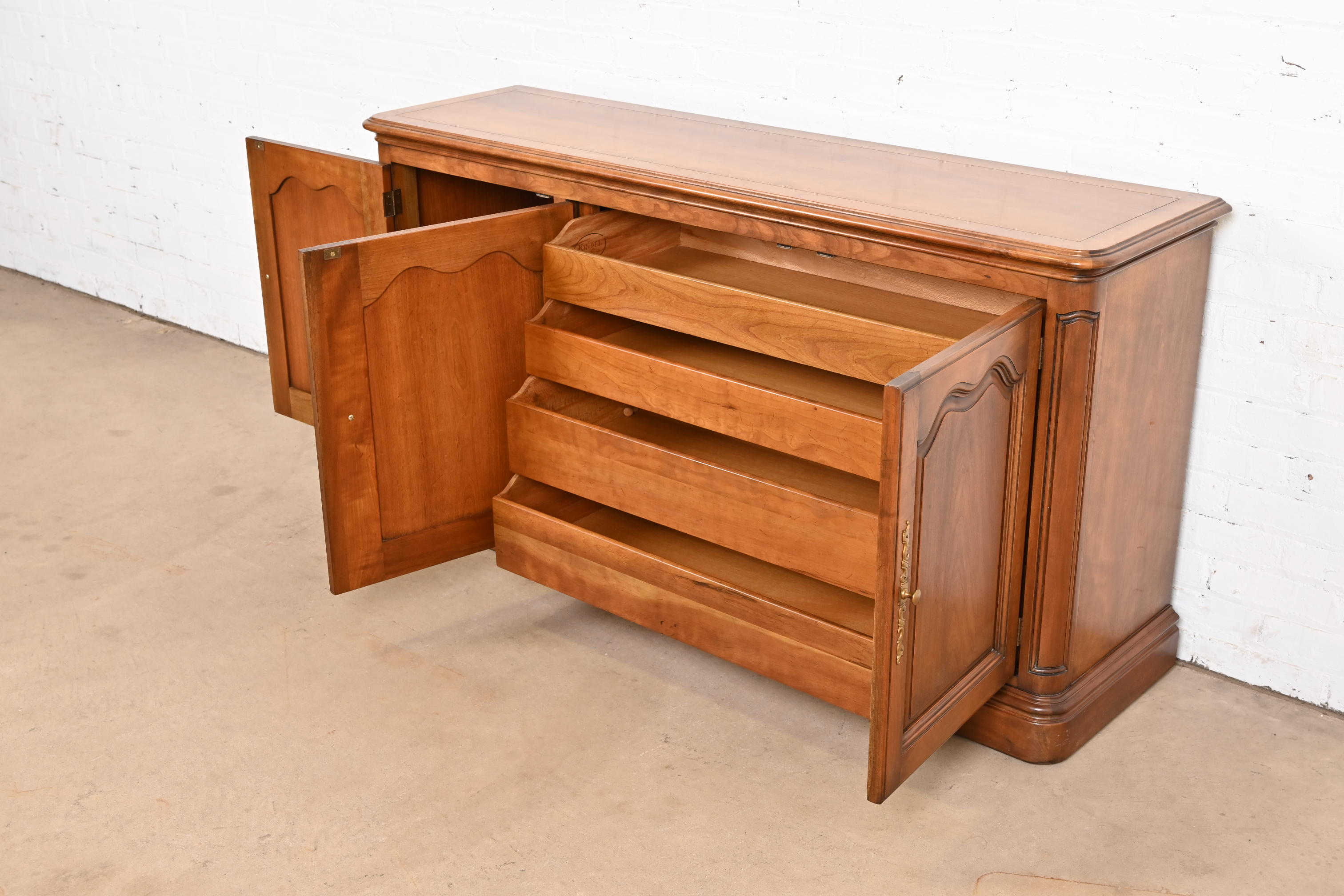Kindel Furniture French Provincial Louis XV Cherry Wood Sideboard or Bar Cabinet, Circa 1960s - Image 6