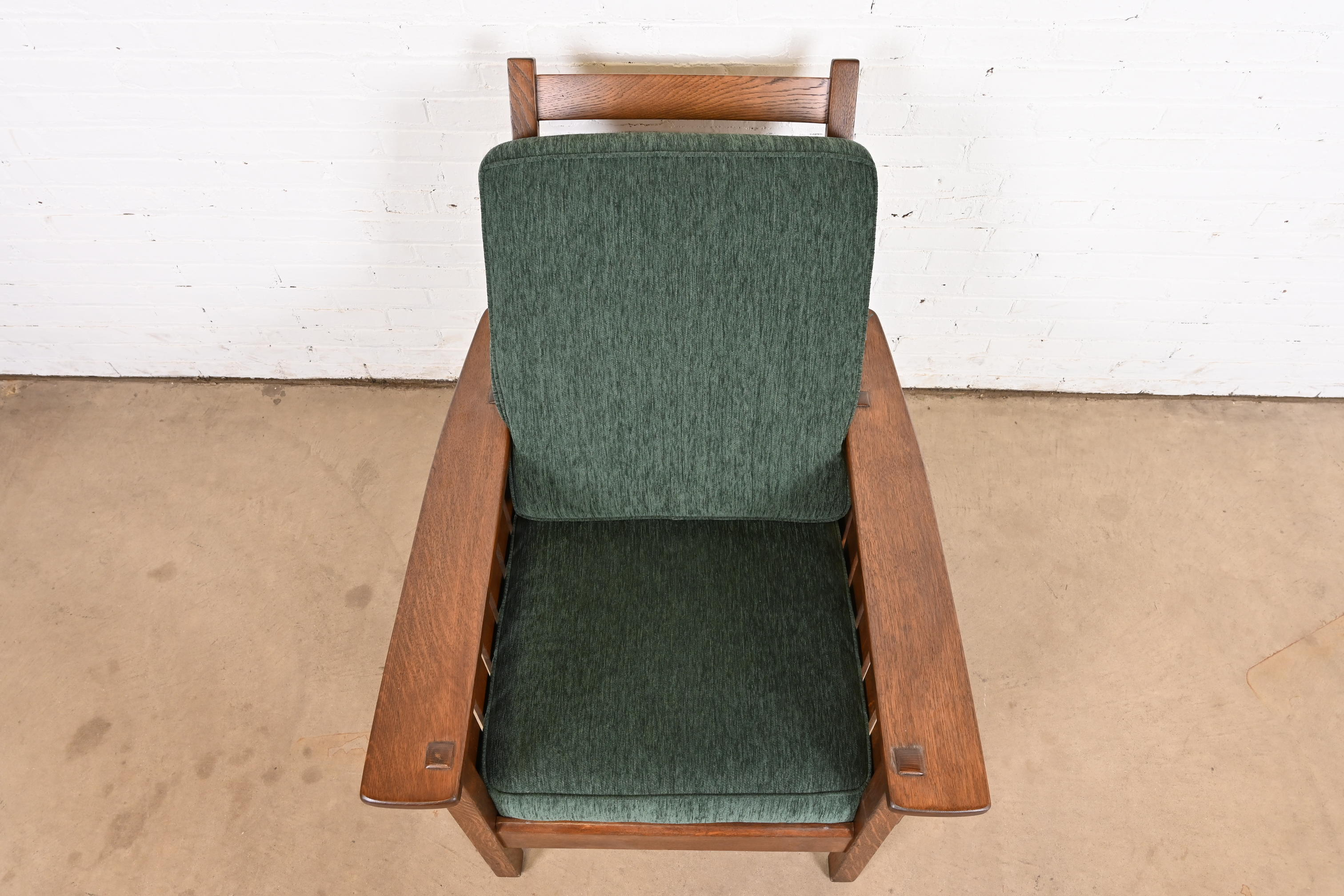 L. & J. G. Stickley Antique Mission Oak Arts & Crafts Reclining Morris Lounge Chair, Newly Refinished - Image 5