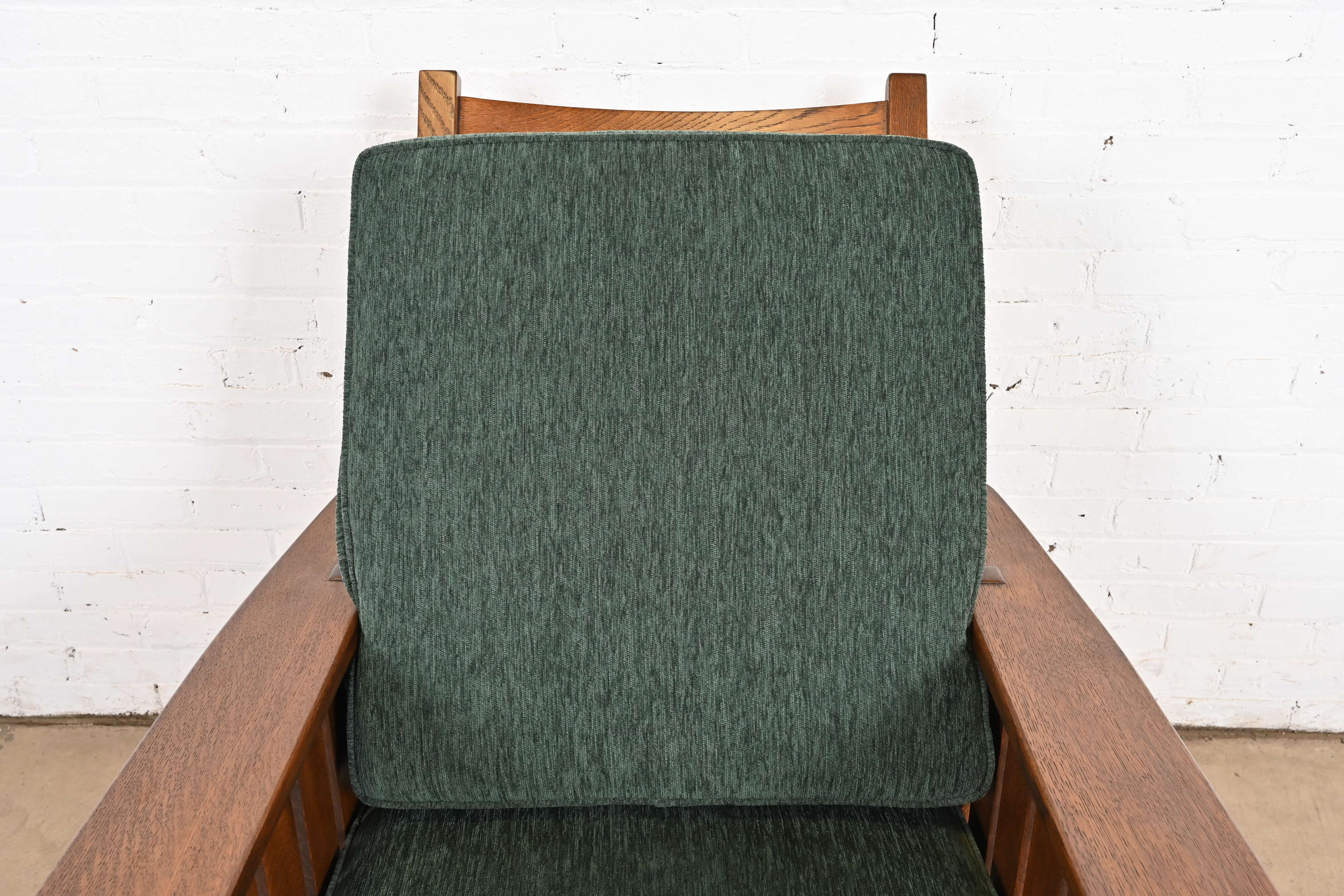 L. & J. G. Stickley Antique Mission Oak Arts & Crafts Reclining Morris Lounge Chair, Newly Refinished - Image 6