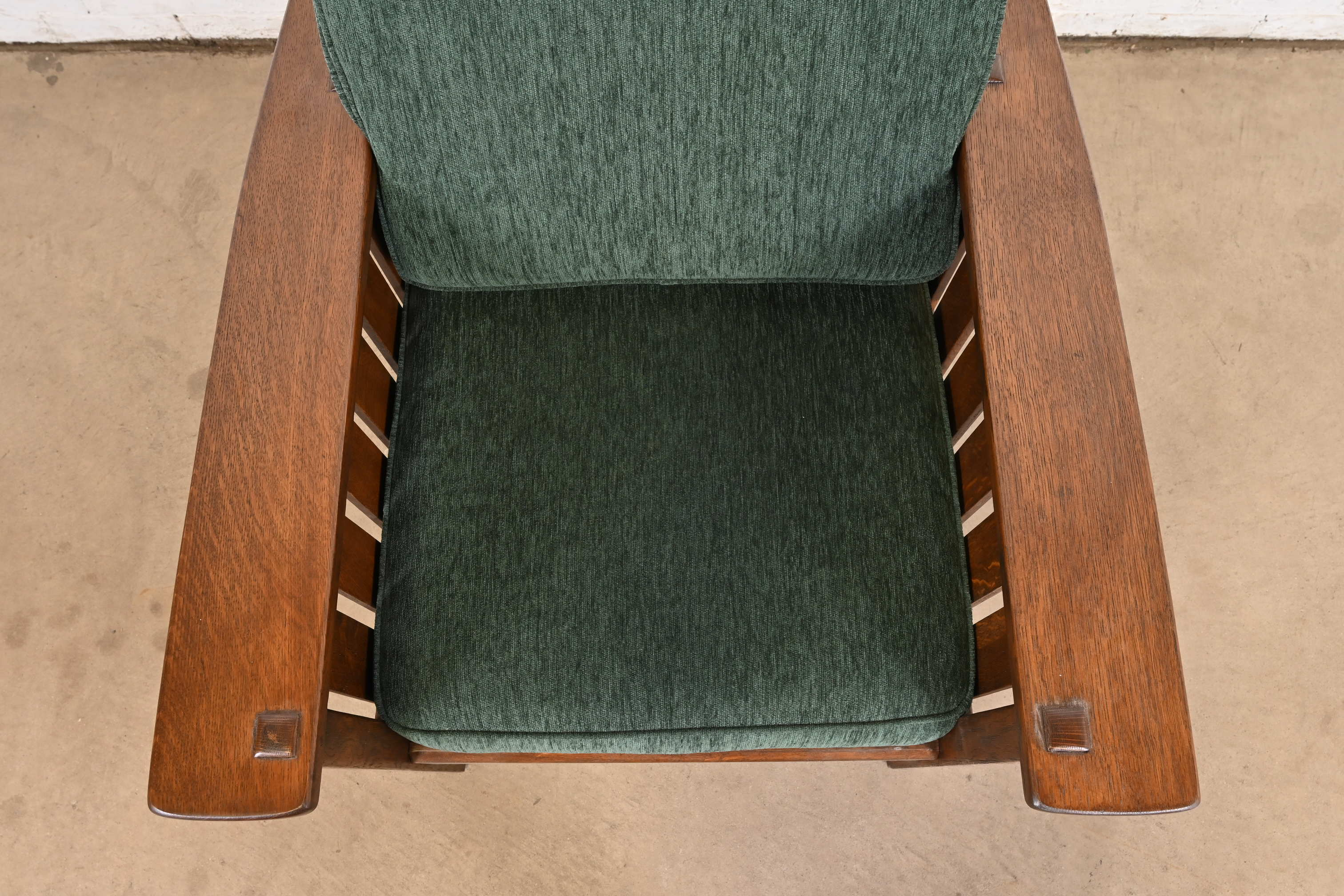 L. & J. G. Stickley Antique Mission Oak Arts & Crafts Reclining Morris Lounge Chair, Newly Refinished - Image 7