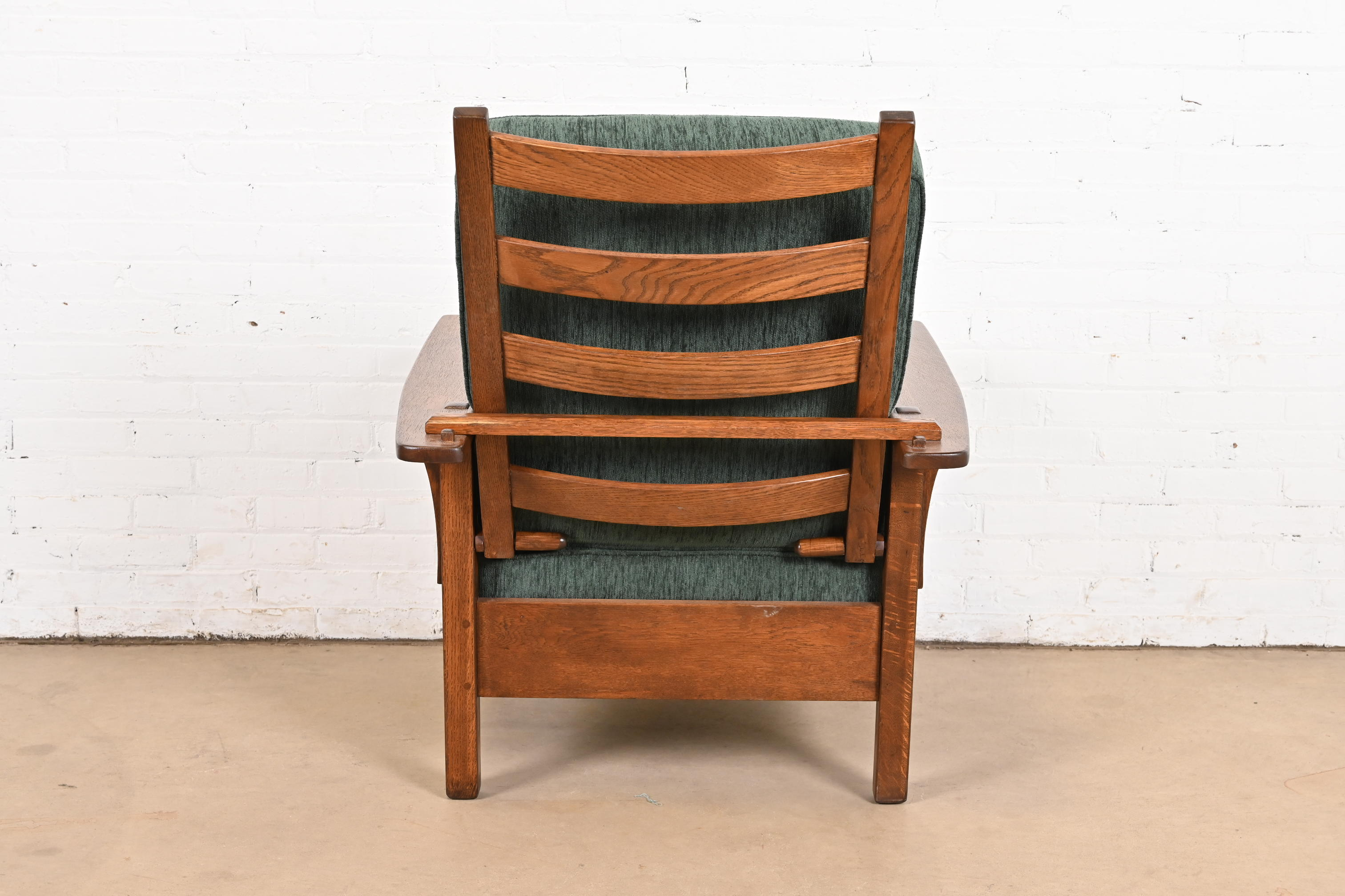 L. & J. G. Stickley Antique Mission Oak Arts & Crafts Reclining Morris Lounge Chair, Newly Refinished - Image 9