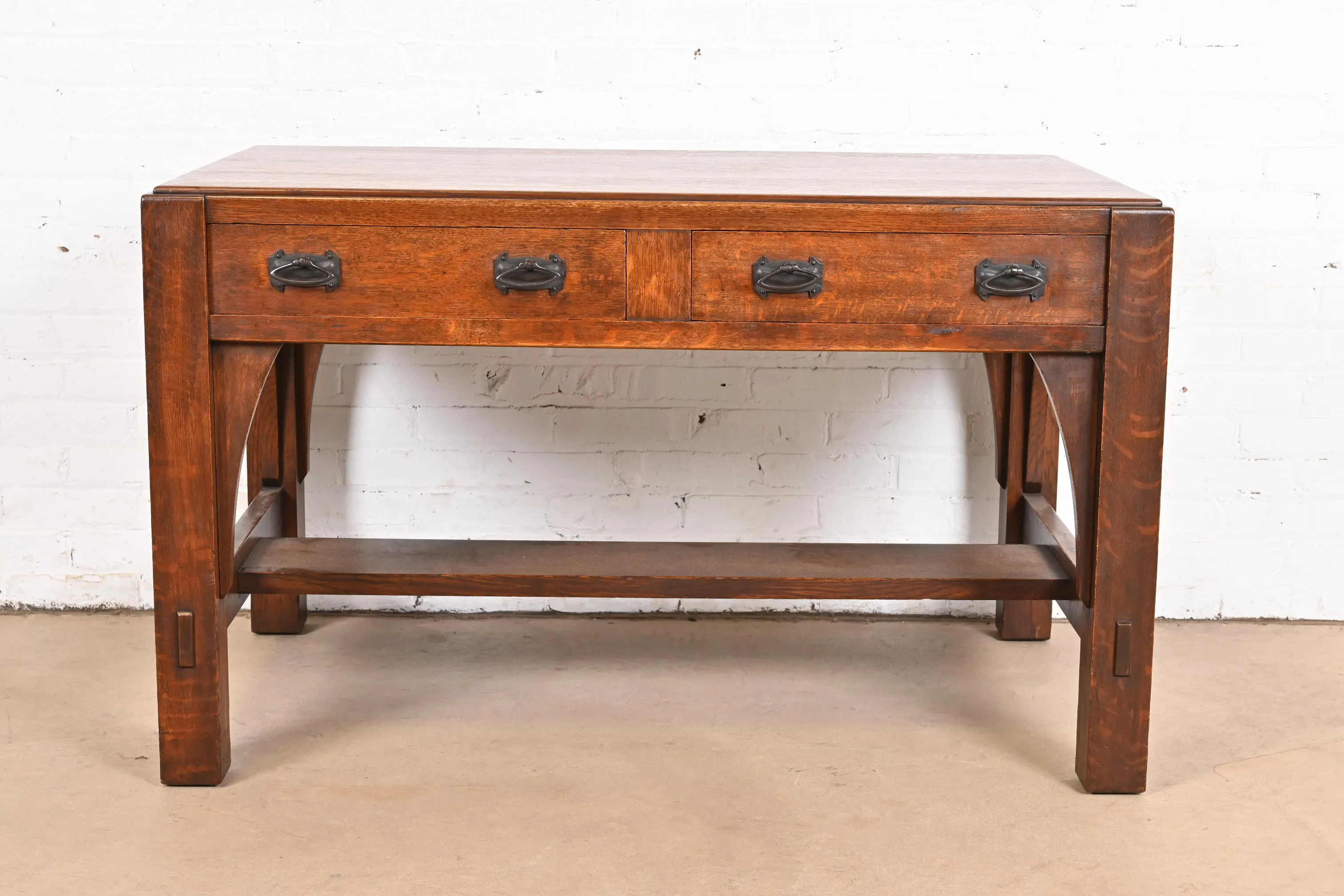 Limbert Antique Mission Oak Arts & Crafts Desk or Library Table, Circa 1900 - Image 3