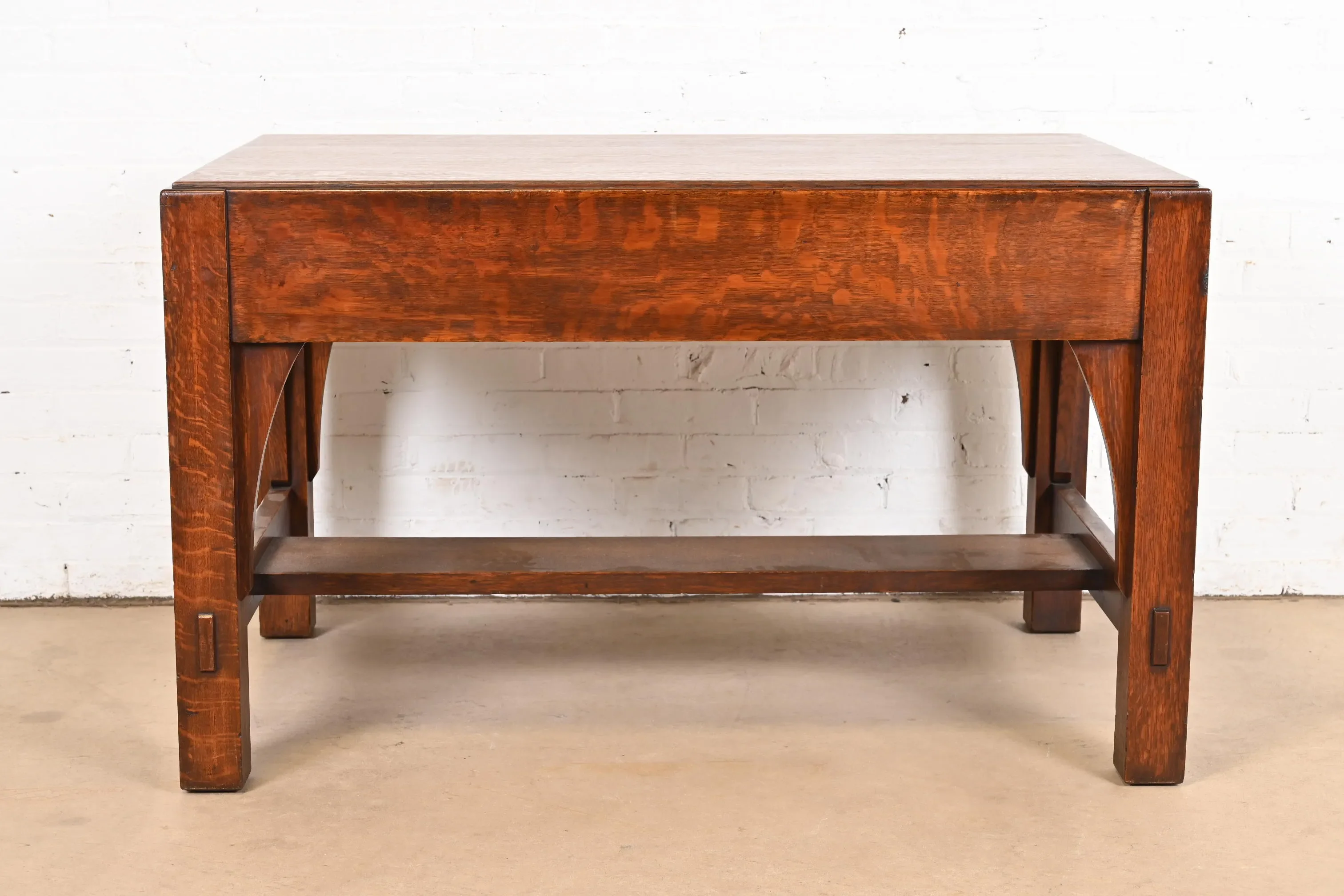 Limbert Antique Mission Oak Arts & Crafts Desk or Library Table, Circa 1900 - Image 11