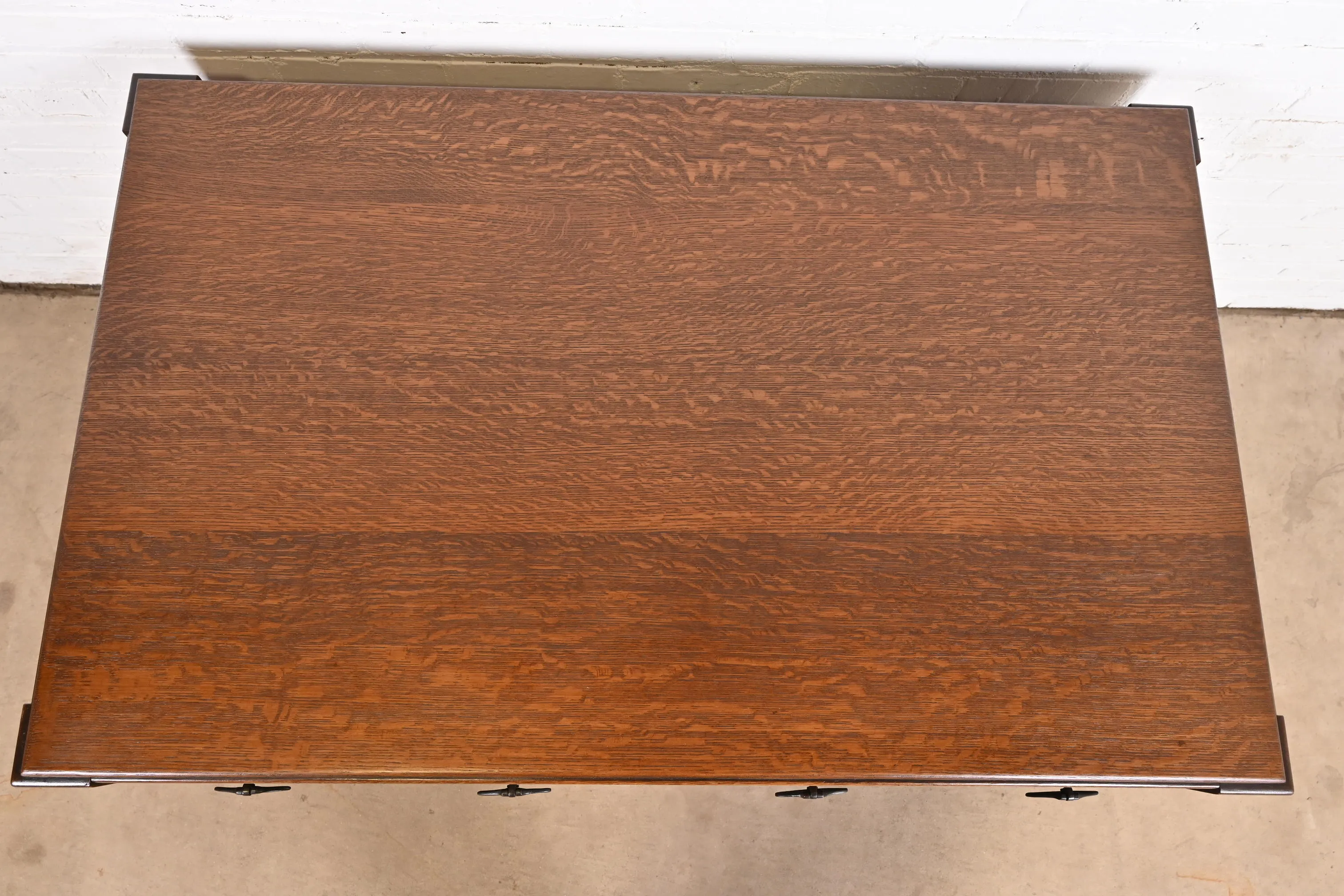 Limbert Antique Mission Oak Arts & Crafts Desk or Library Table, Circa 1900 - Image 9