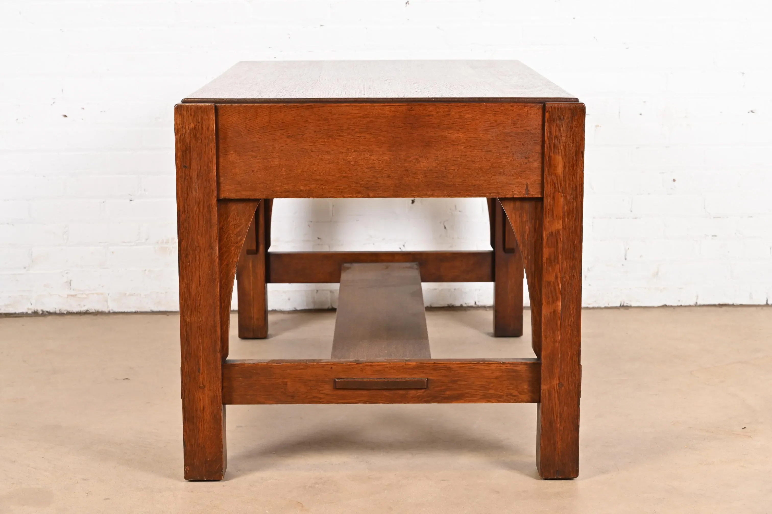 Limbert Antique Mission Oak Arts & Crafts Desk or Library Table, Circa 1900 - Image 10