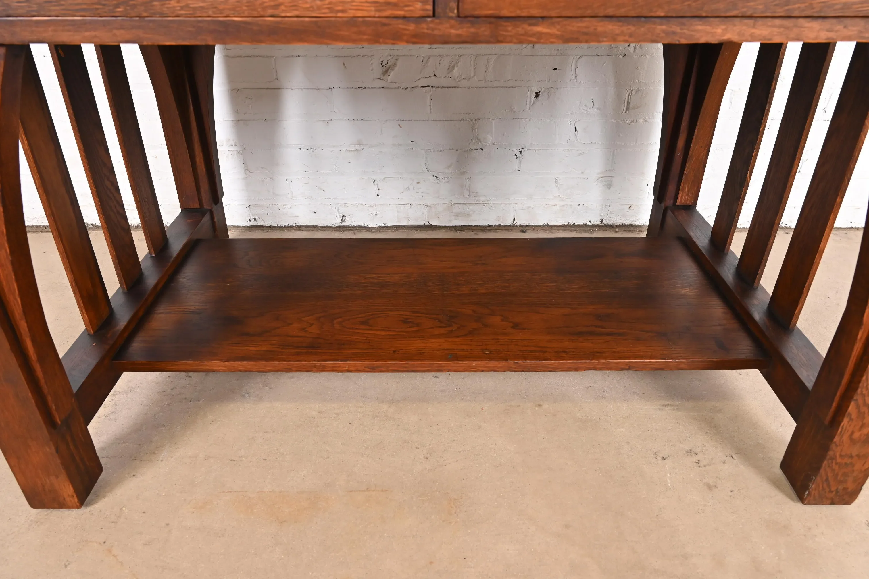 Limbert Antique Mission Oak Arts & Crafts Desk or Library Table, Circa 1910 - Image 9