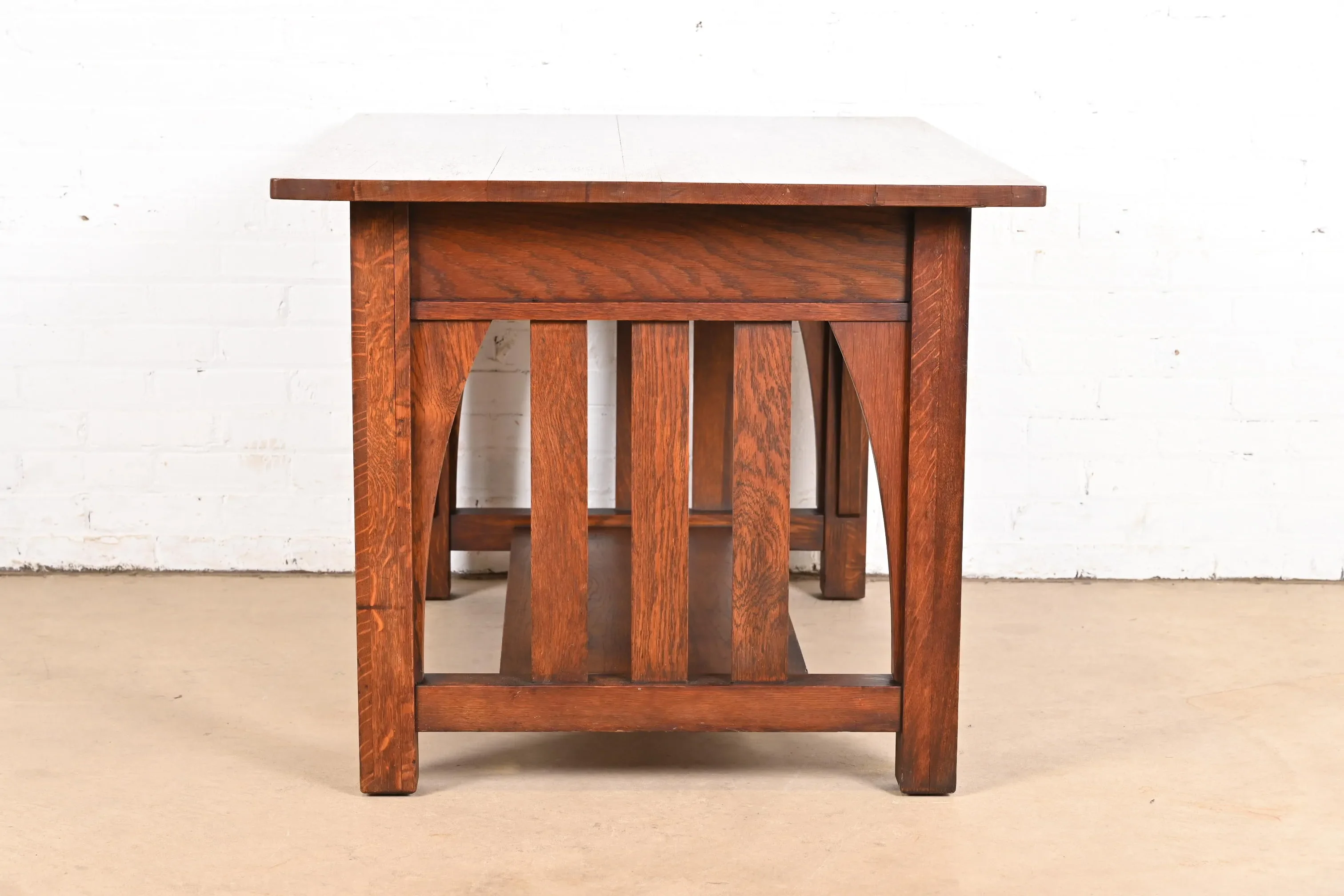 Limbert Antique Mission Oak Arts & Crafts Desk or Library Table, Circa 1910 - Image 10