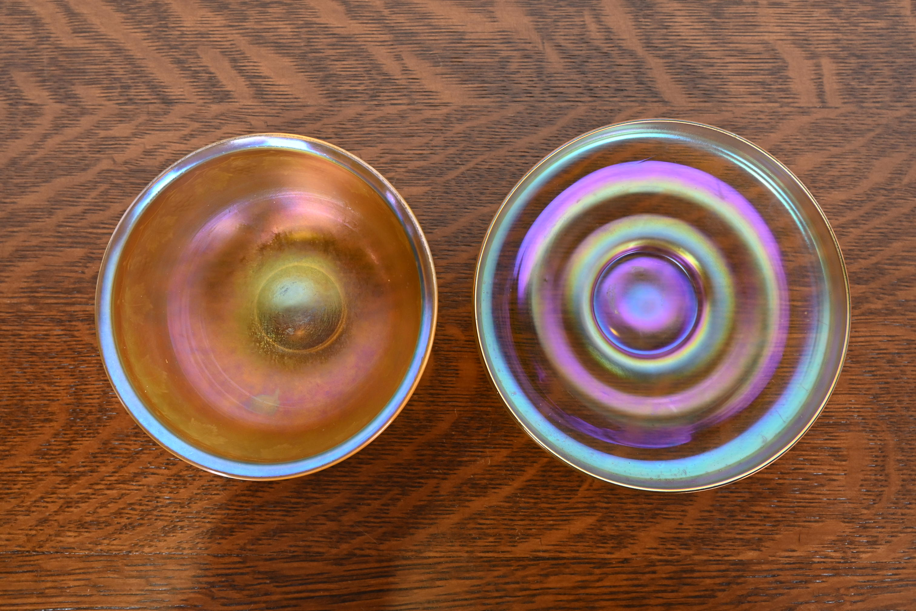 Louis Comfort Tiffany Favrile Iridescent Art Glass Bowl and Underplate With Intaglio Grapevine Motif - Image 7