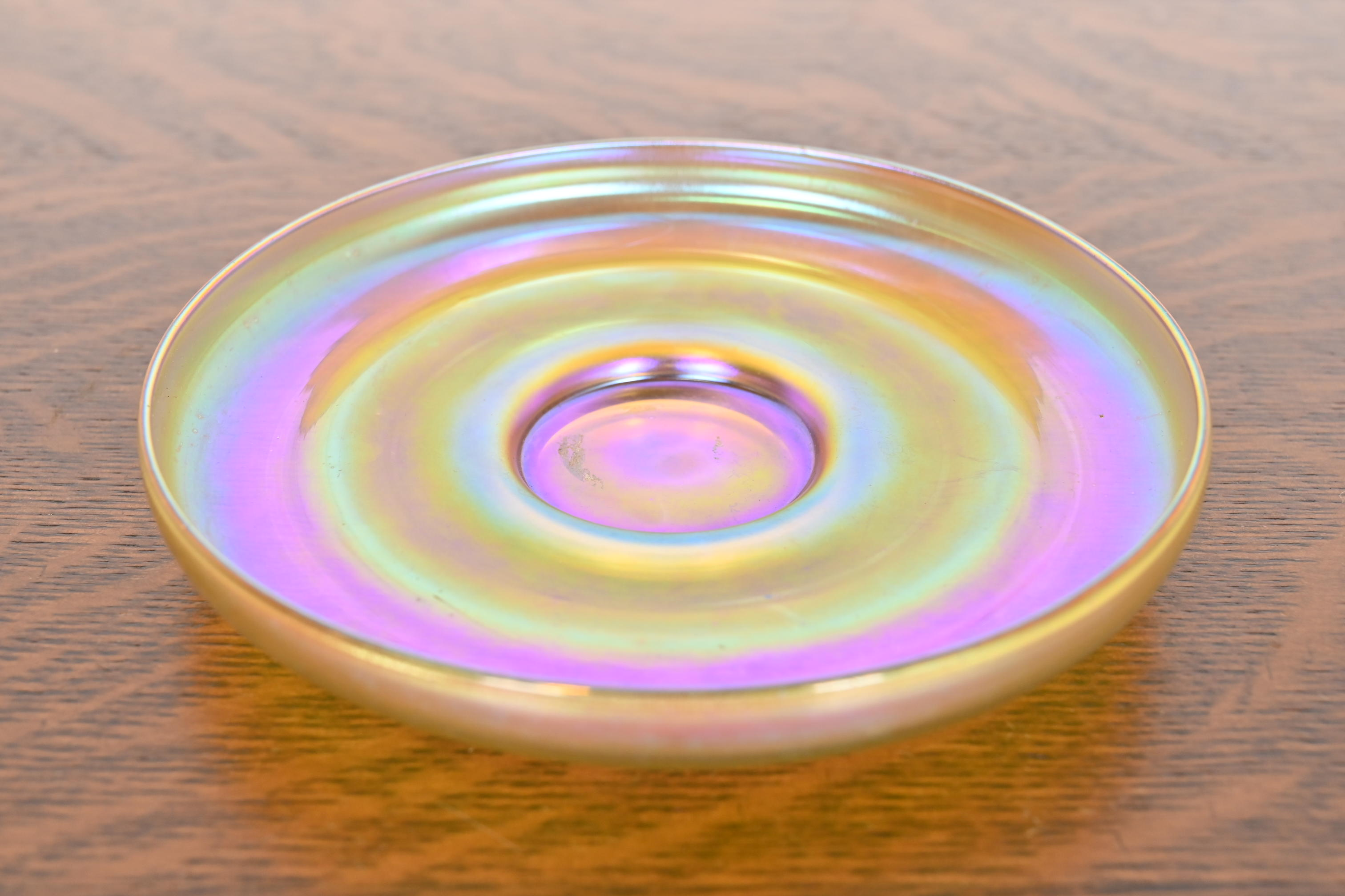 Louis Comfort Tiffany Favrile Iridescent Art Glass Plate or Catchall