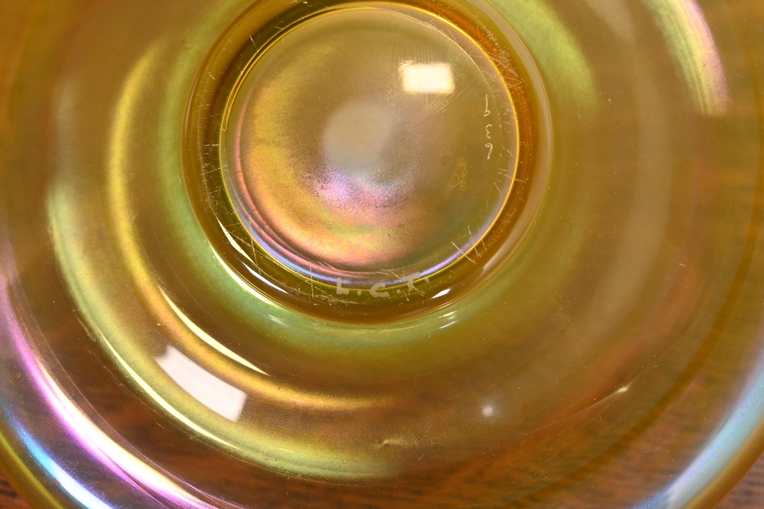 Louis Comfort Tiffany Favrile Iridescent Art Glass Plate or Catchall - Image 4