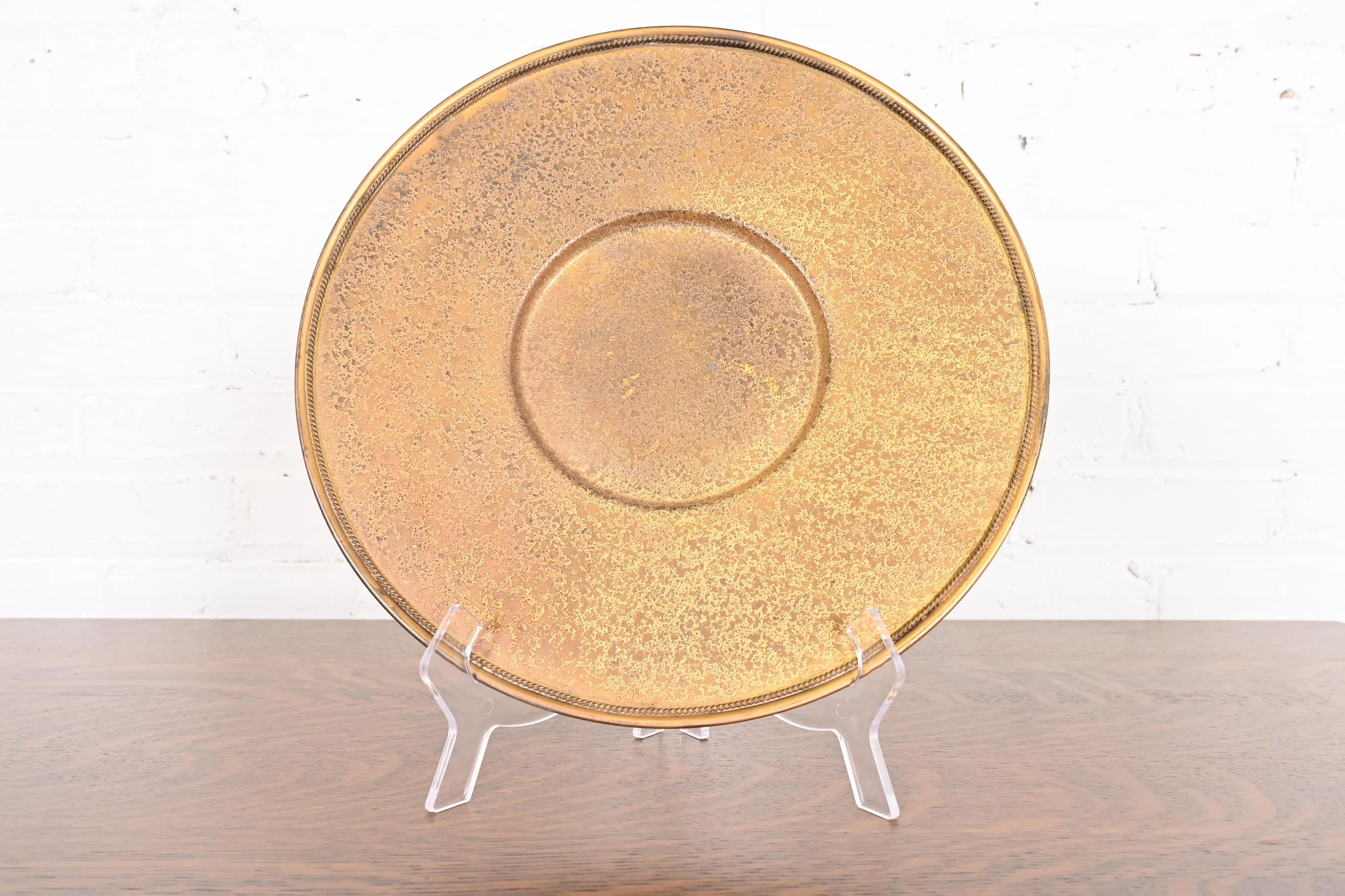 Louis Comfort Tiffany Furnaces Favrile Bronze Doré Charger Plate or Serving Tray - Image 2